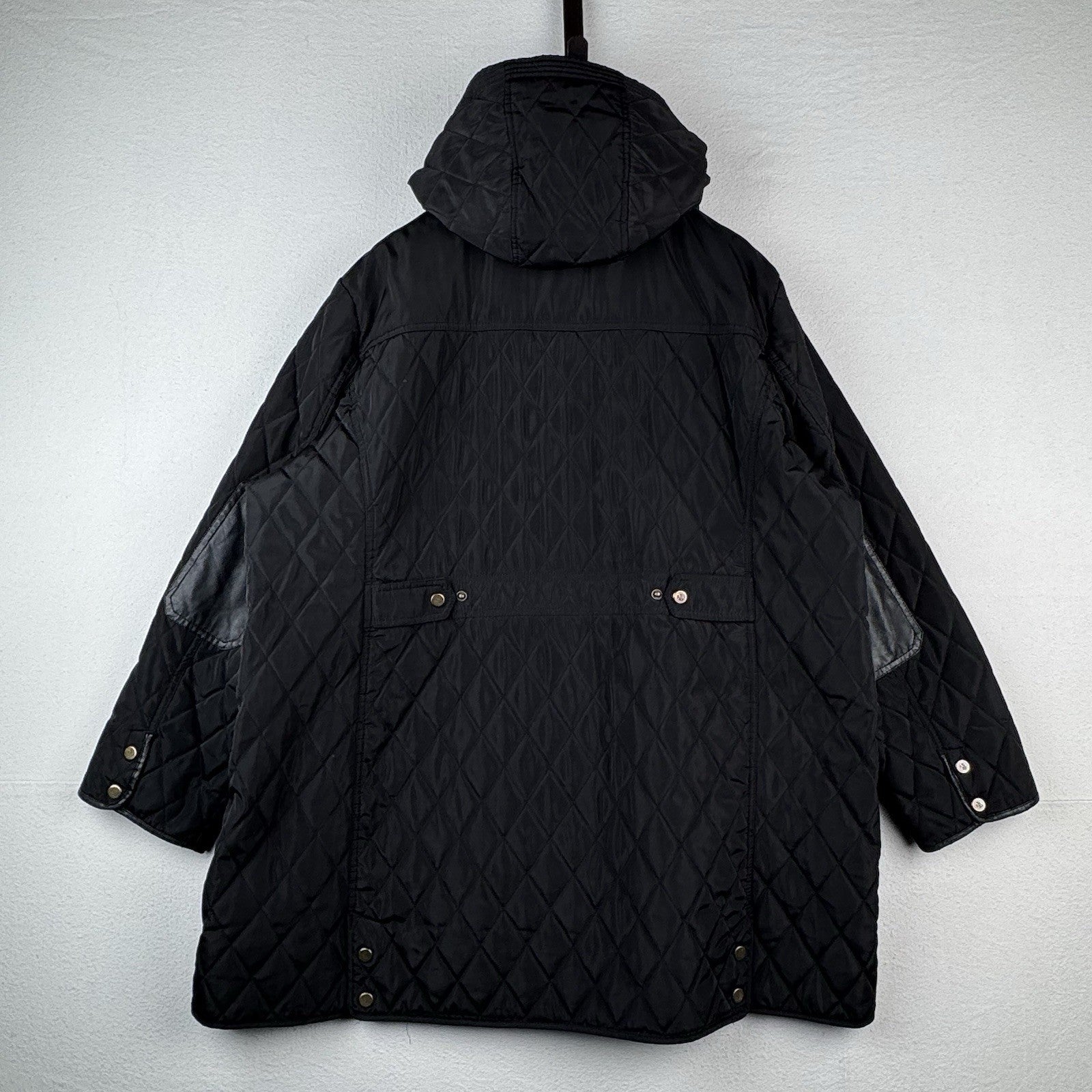 Lauren Ralph Lauren Diamond Quilted Women's 2X Black Hooded Jacket Elbow Patches
