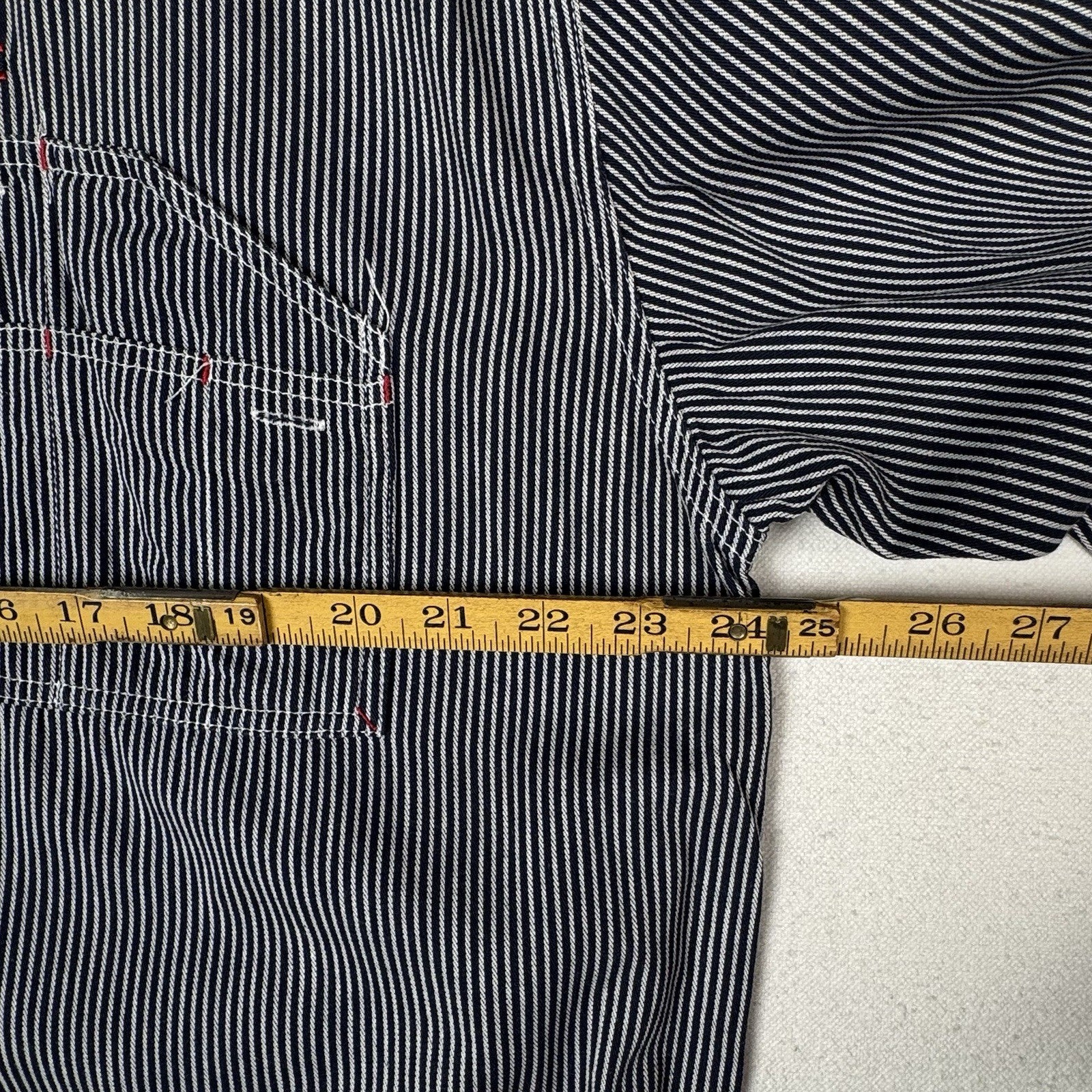 Vintage Bugle Boy 80s 90s Engineer Striped Long Sleeve Button Shirt Blue Men’s L