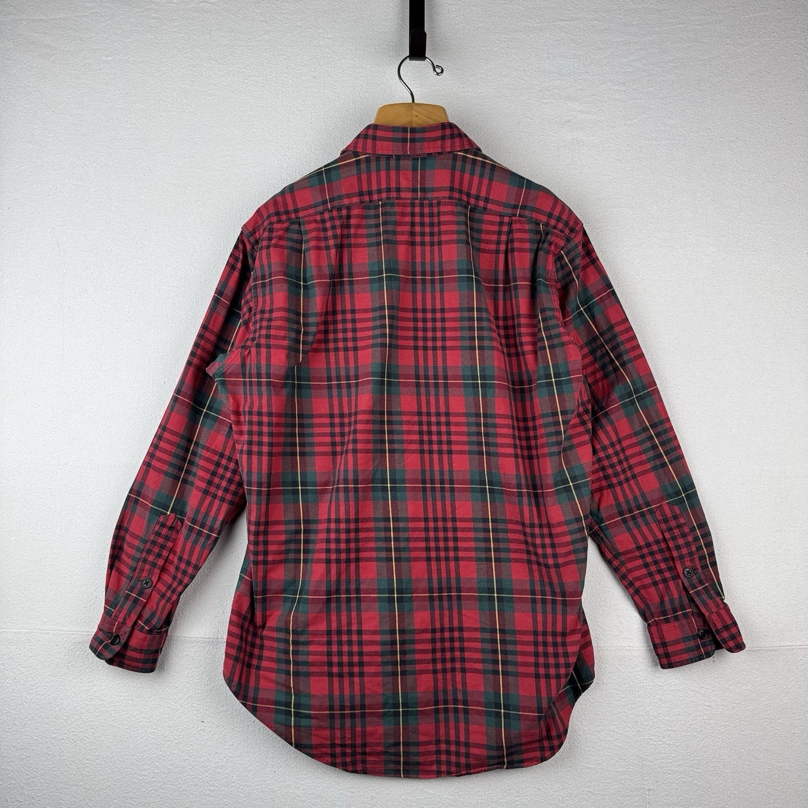 90’s Vtg Polo Ralph Lauren Tartan Plaid Wool Blend Flannel Shirt Men's M Red
