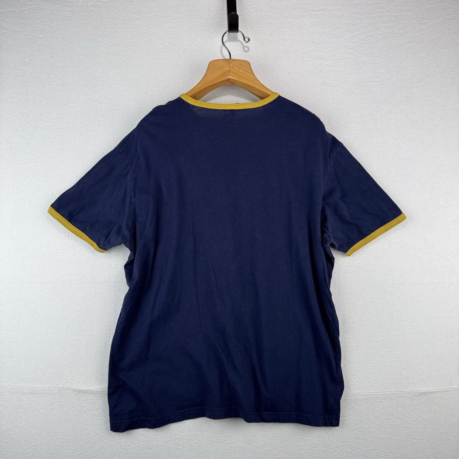90’s Vtg Polo Ralph Lauren RL Crew Ringer T-Shirt Blue Yellow Mens L
