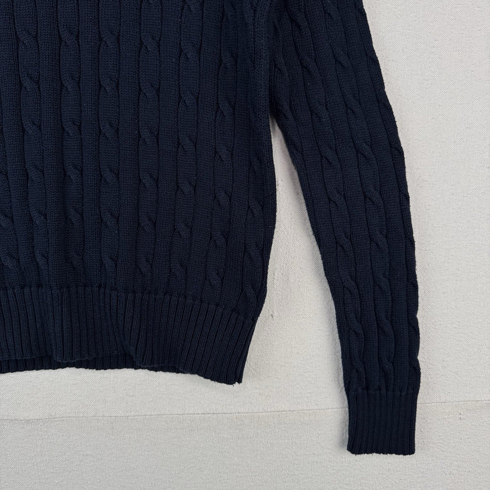 Polo Ralph Lauren Women’s Large Cable Knit Sweater Cotton Navy Blue