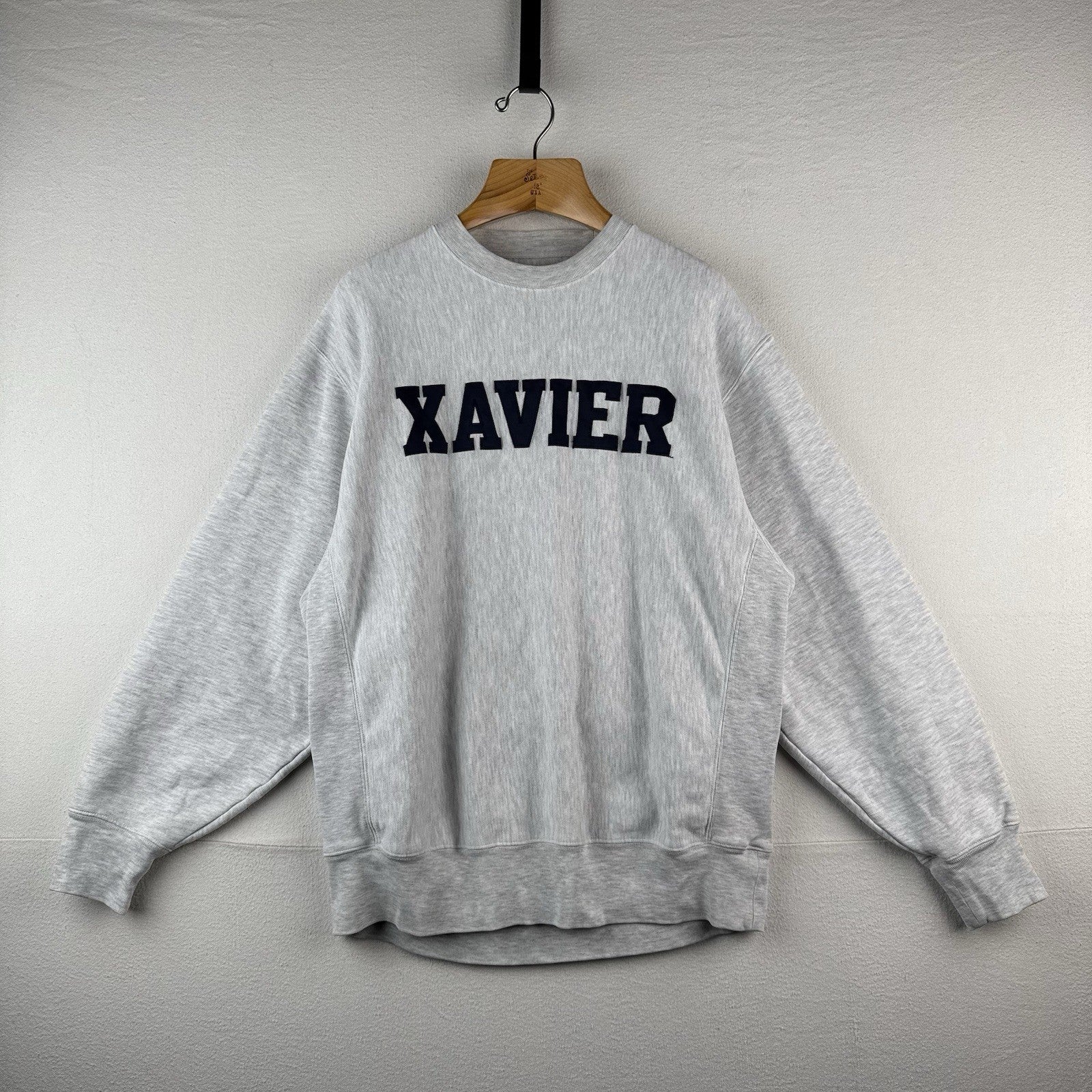 Vintage Champion Xavier Reverse Weave Crewneck Gray Sweatshirt Unisex Large