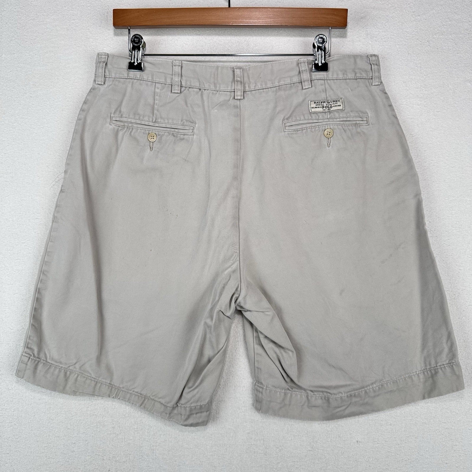 90's Vintage Polo Ralph Lauren Men's 35x9 Prospect Tan Chino Shorts