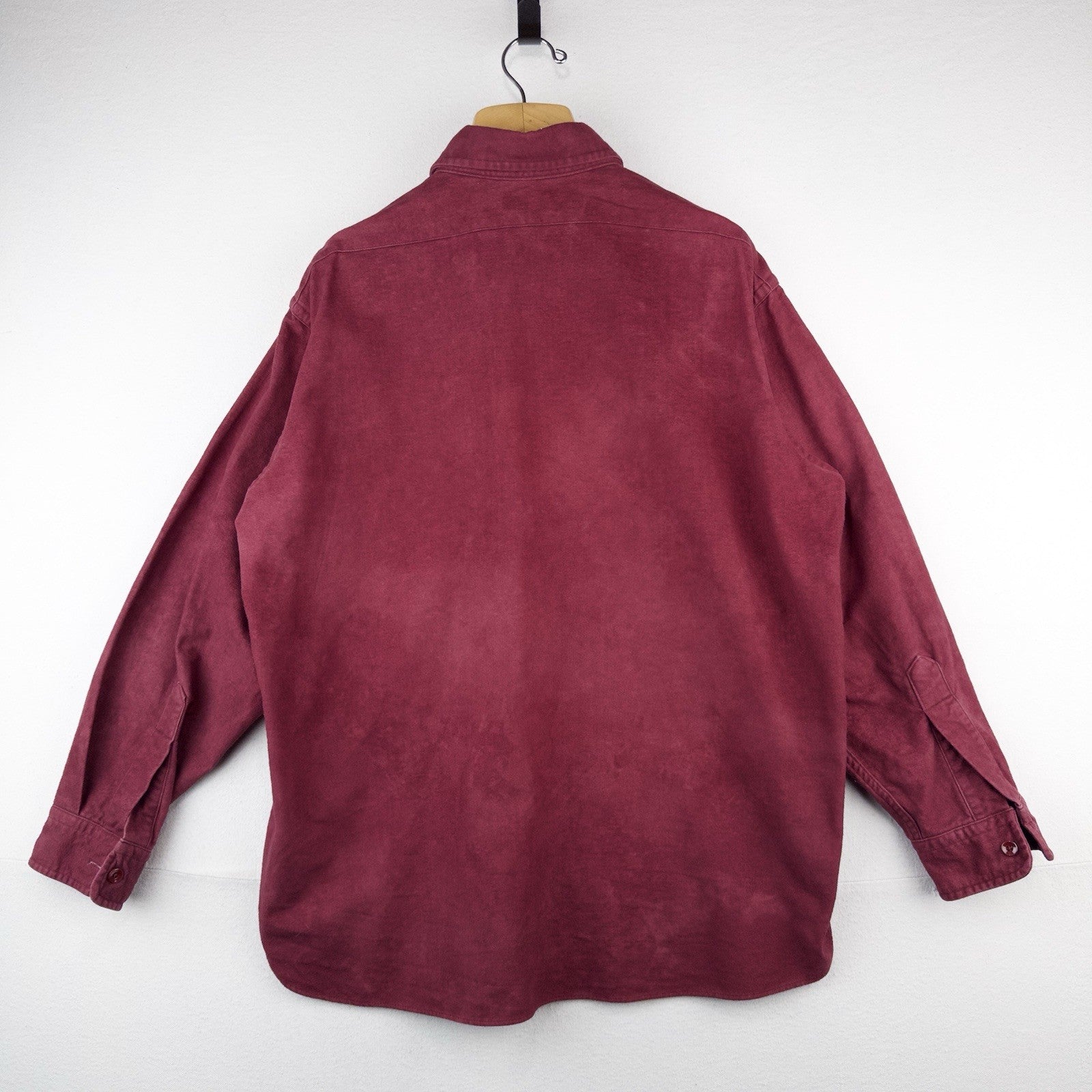 80’s Vtg L.L. Bean Chamois Cloth Shirt Men's 17.5 (XL) Maroon Made In USA