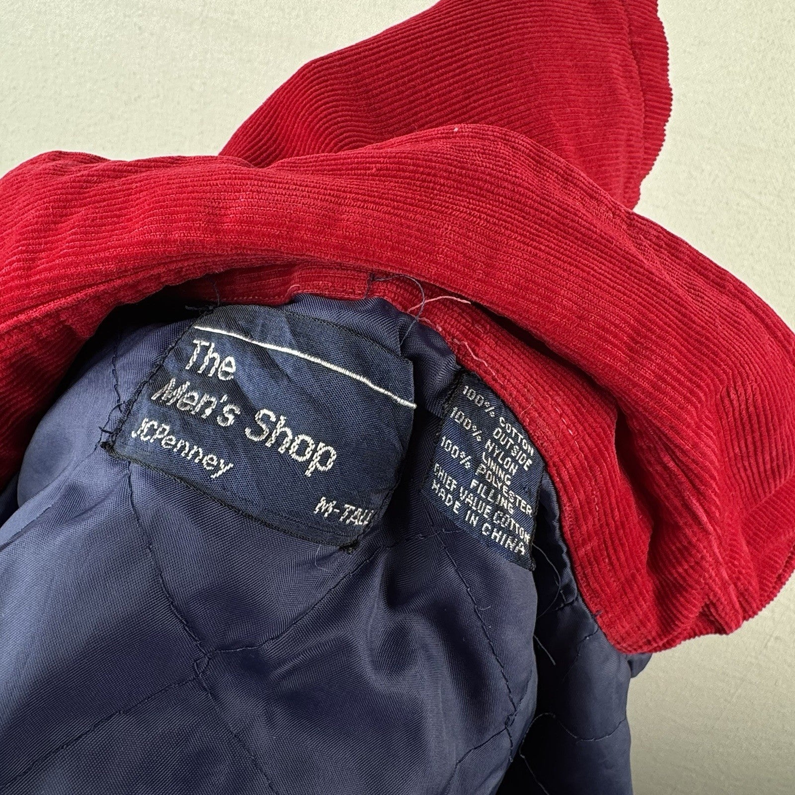 70’s Vtg JCPenney The Men’s Shop Men’s M Red Corduroy Quilt Jacket ‘73 BSA Patch