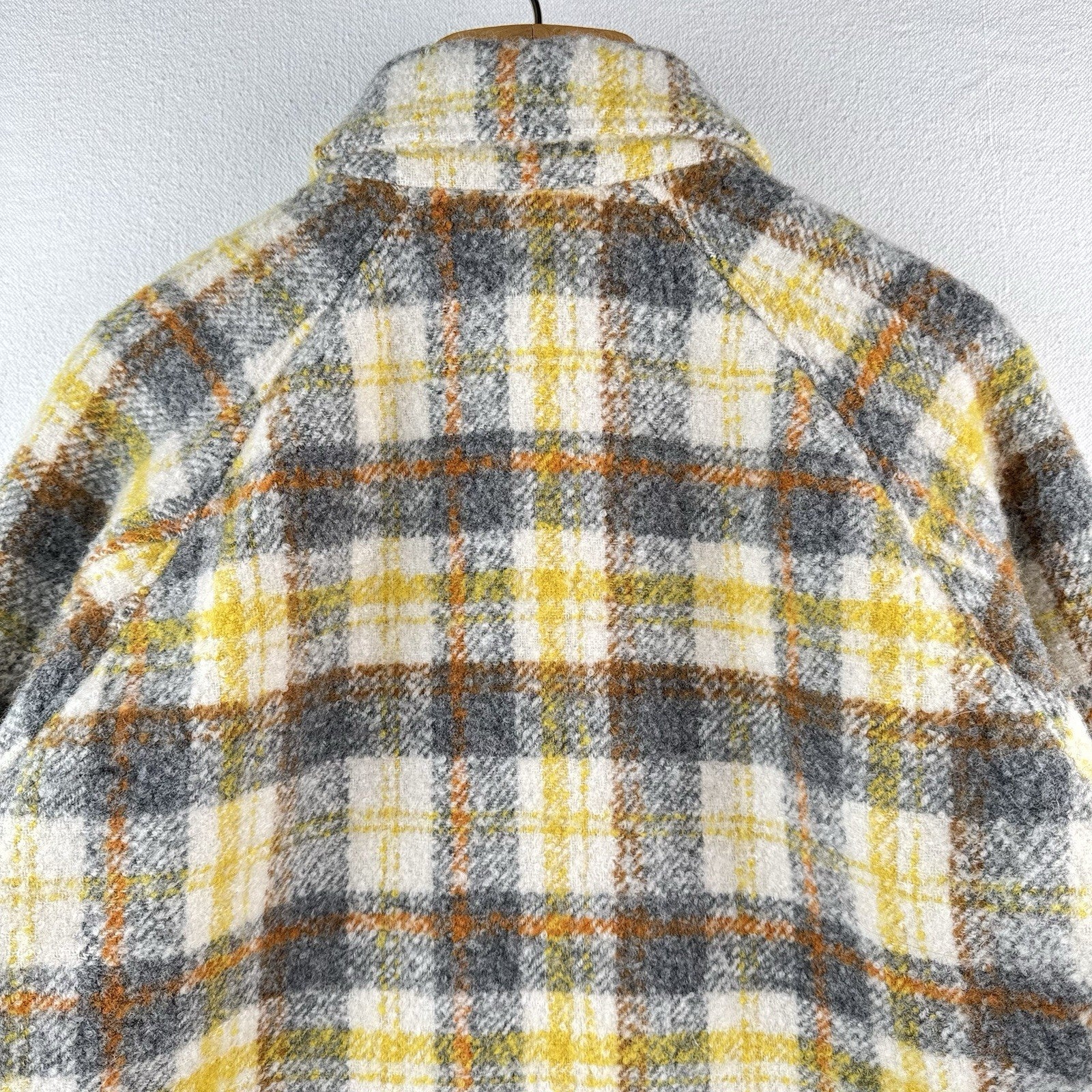 GAP Wool Trucker Jacket Women’s M Yellow Plaid Full Zip Boxy Chore Shirt