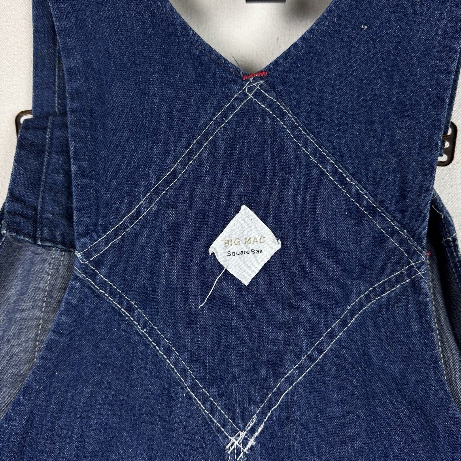 Vintage 60s Big Mac 42x28* Distressed Square Bak Wide Leg Denim Overalls USA