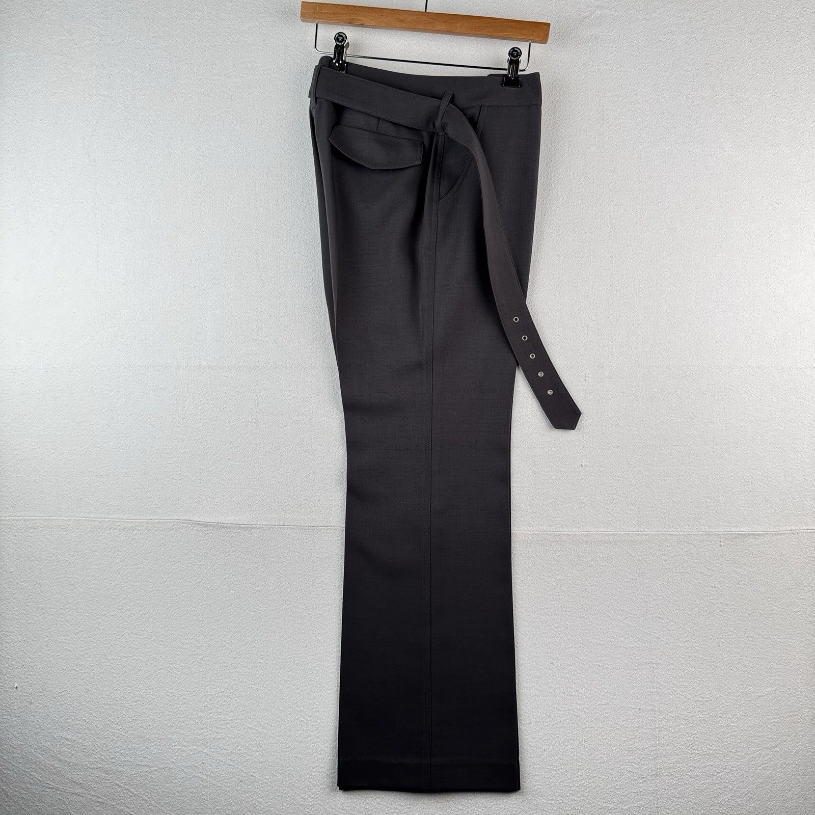 Anne Klein Women’s 6 Belted Pant Suit Two Piece Set Gray Brown Leg=9.5”