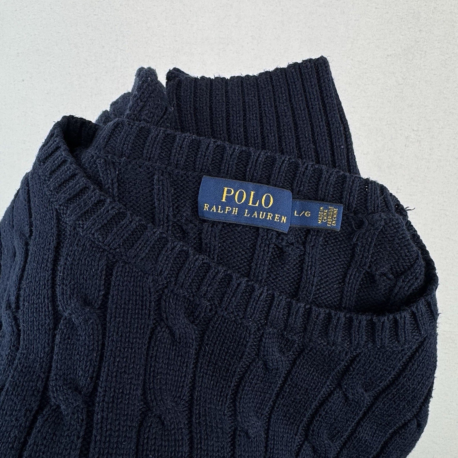Polo Ralph Lauren Women’s Large Cable Knit Sweater Cotton Navy Blue