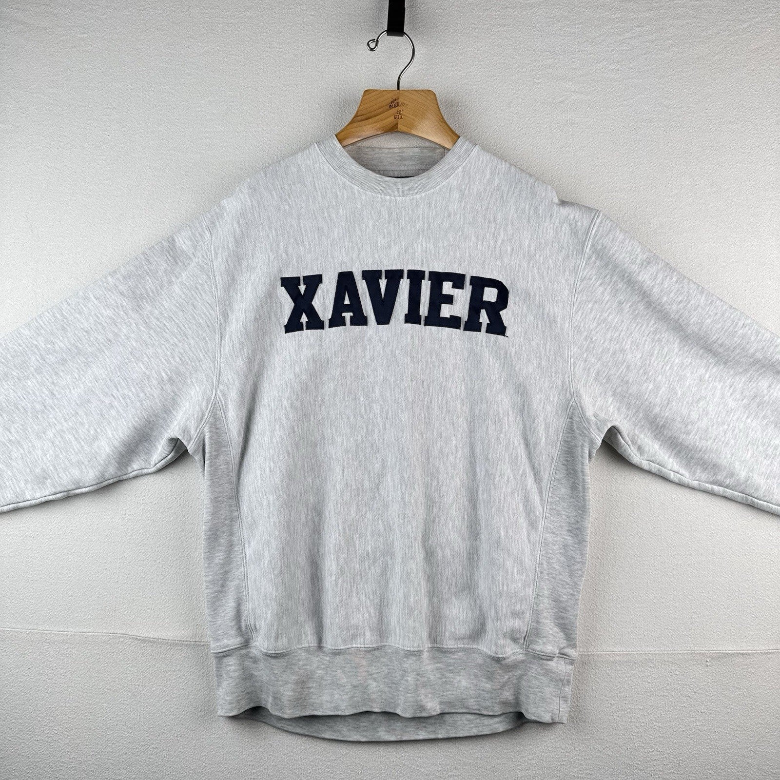 Vintage Champion Xavier Reverse Weave Crewneck Gray Sweatshirt Unisex Large