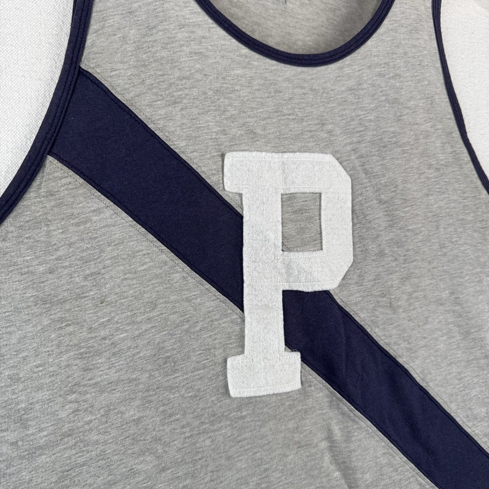 90’s Vtg Polo Sport Ralph Lauren P Stripe Ringer Tank Top Shirt Men’s Large Gray