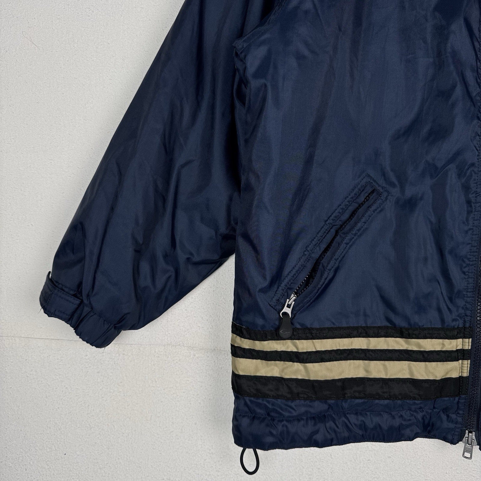 Vintage American Eagle Parka Size S Full Zip Heavyweight Sherpa Nylon Blue 90s