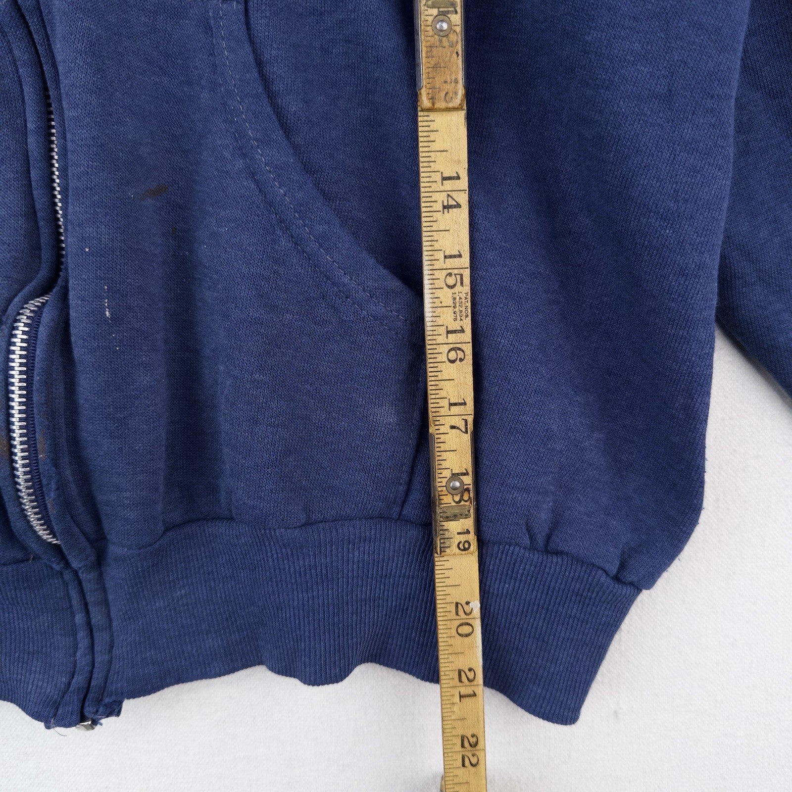 70’s Vtg Gross Galesburg Blue Zip Up Hoodie S Sweatshirt Made USA Carhartt *Read
