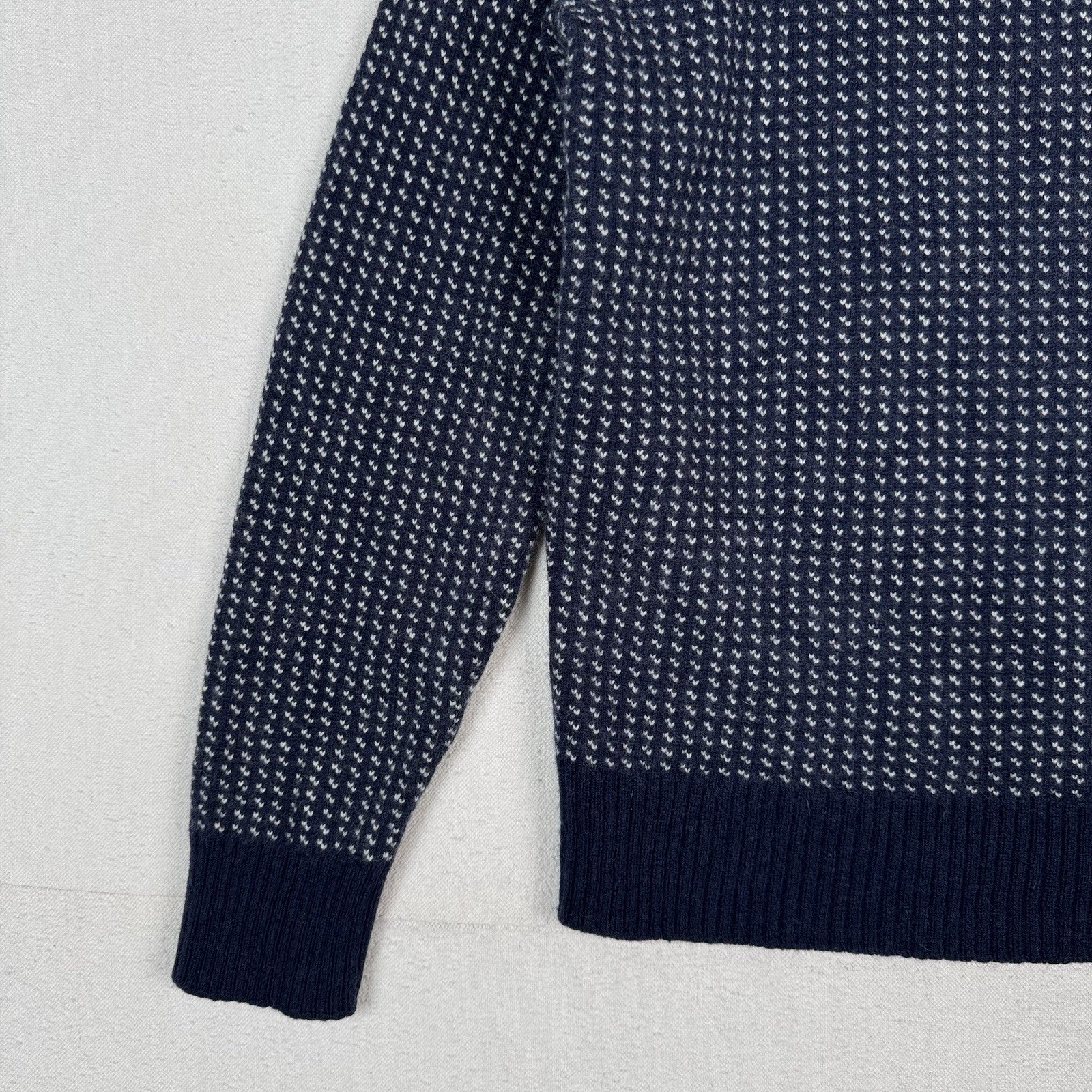 J. Crew Birdseye Quarter-Zip Sweater Merino Wool Navy Blue Men’s Size Medium