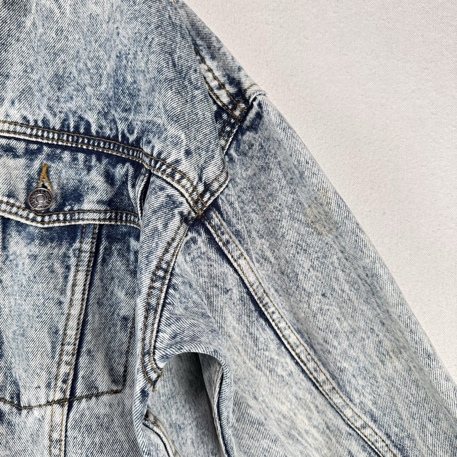 80s Vtg Jordache Acid Wash Light Blue Denim Jacket Long 3/4" Sleeve Women's S
