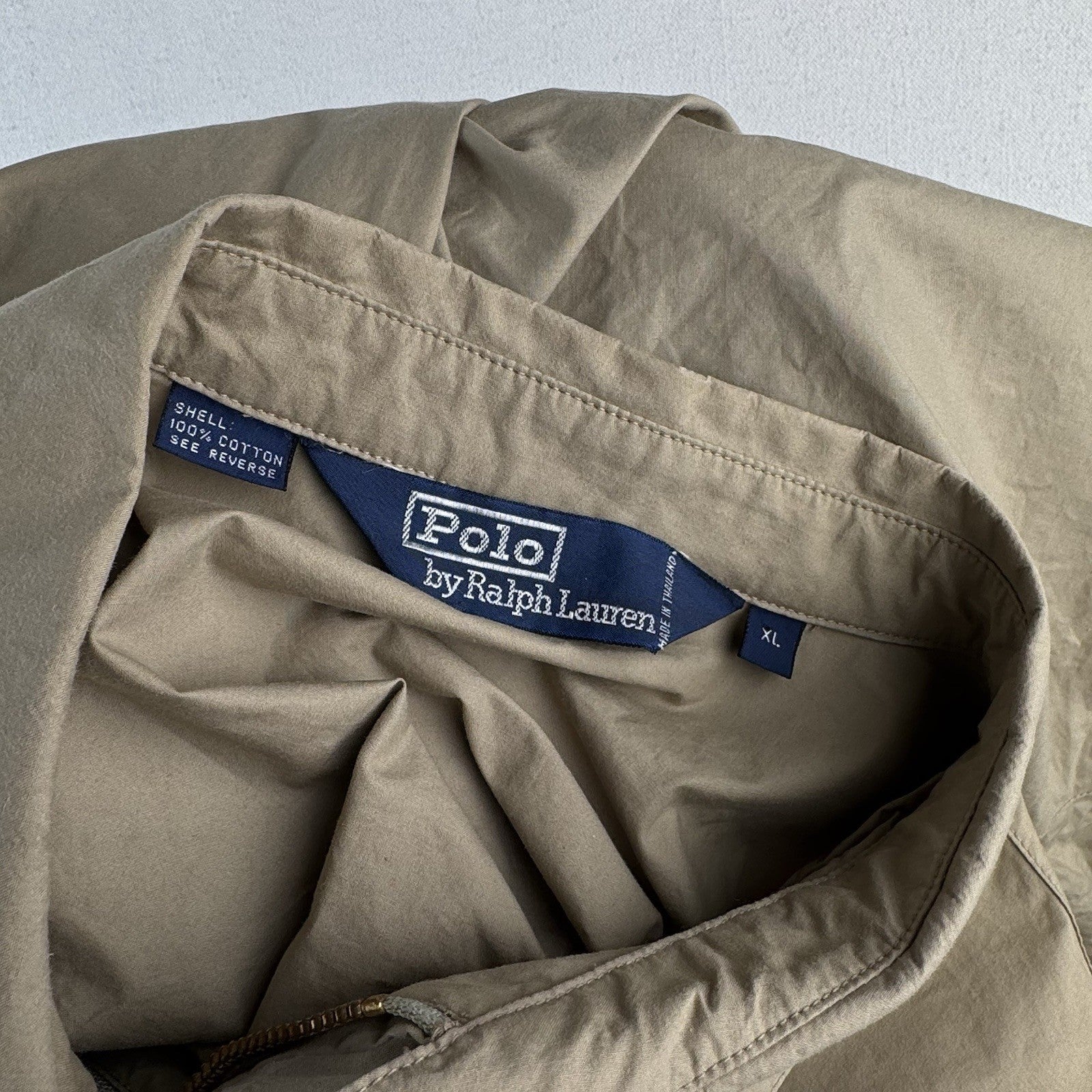90’s Vintage Polo Ralph Lauren Men’s XL Unlined Harrington  Jacket Beige Tan