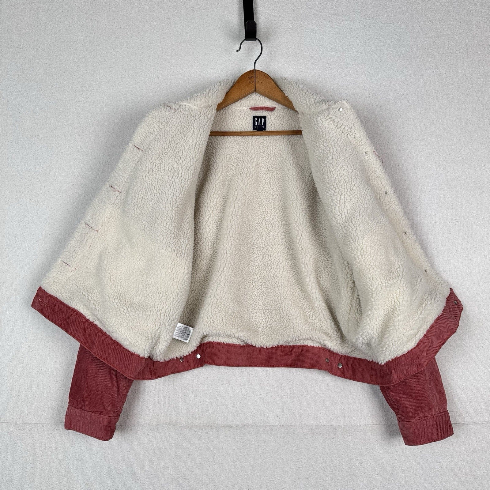 Gap Denim Icon Sherpa Lined Corduroy Jacket Dusty Rose Trucker Boxy Large