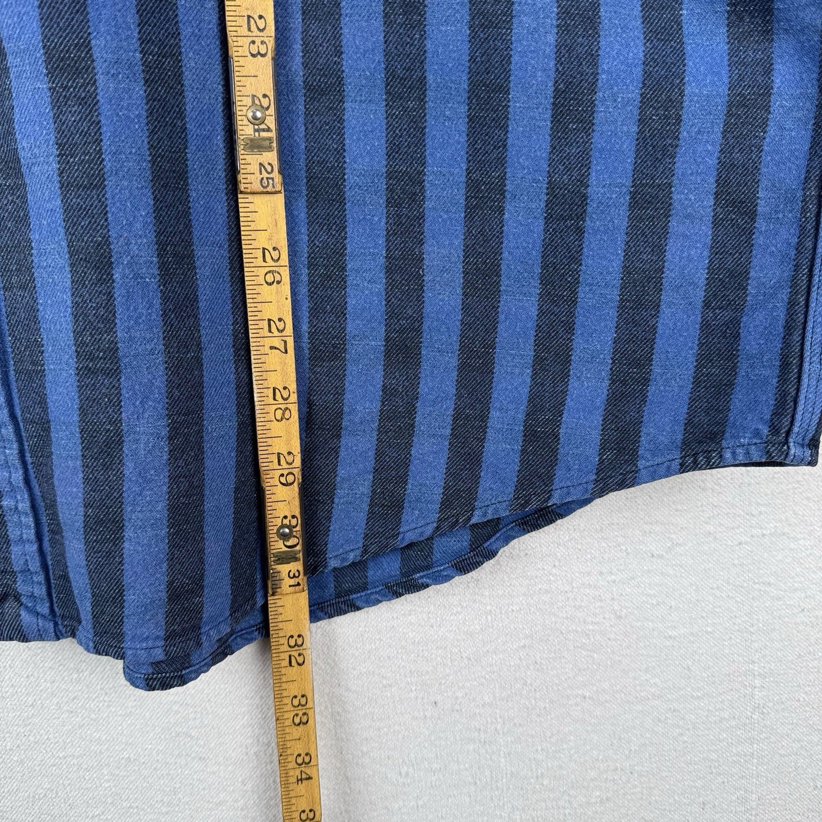 90’s Vtg Polo Ralph Lauren Indigo Blue Stripe Men’s 2XL Heavyweight Shirt *Read