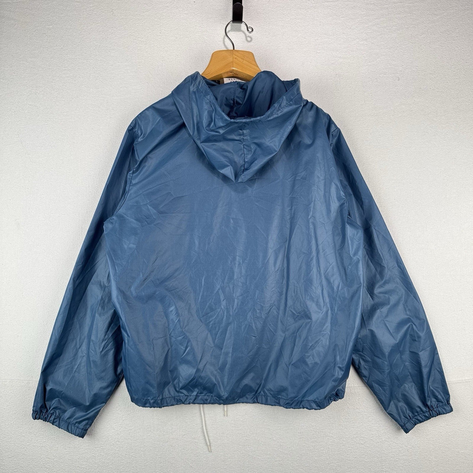 70’s Vtg Lacoste Izod Packable Windbreaker Men's L Kangaroo Pouch 1/4 Zip Blue