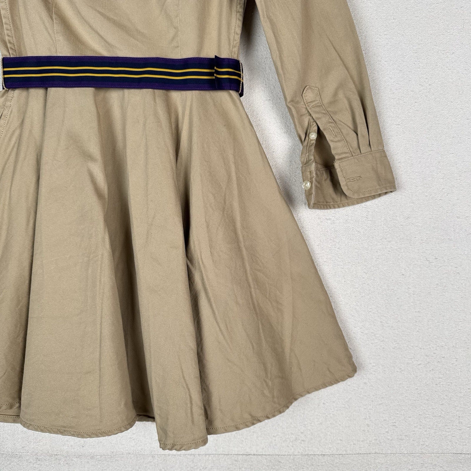 Polo Ralph Lauren Girls 6 Belted Cotton Chino Shirtdress With Pockets