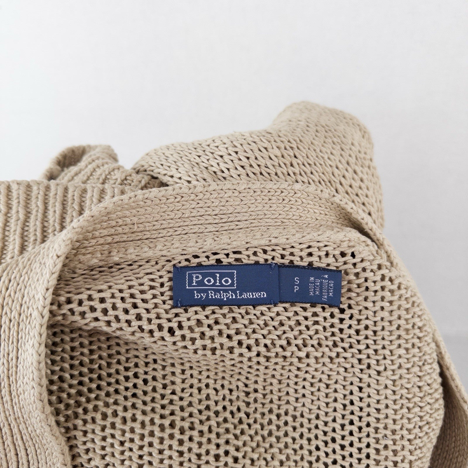 Polo Ralph Lauren Women’s S Tan Beige Linen Knit Button Front Cardigan Sweater