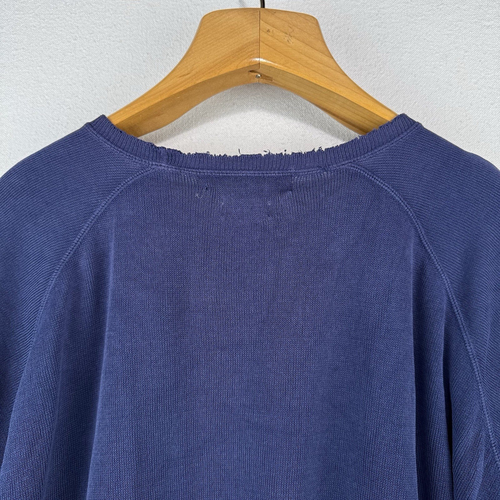 90’s Vtg Polo Ralph Lauren Raglan Short Sleeve Sweatshirt Blue XL *Distressed