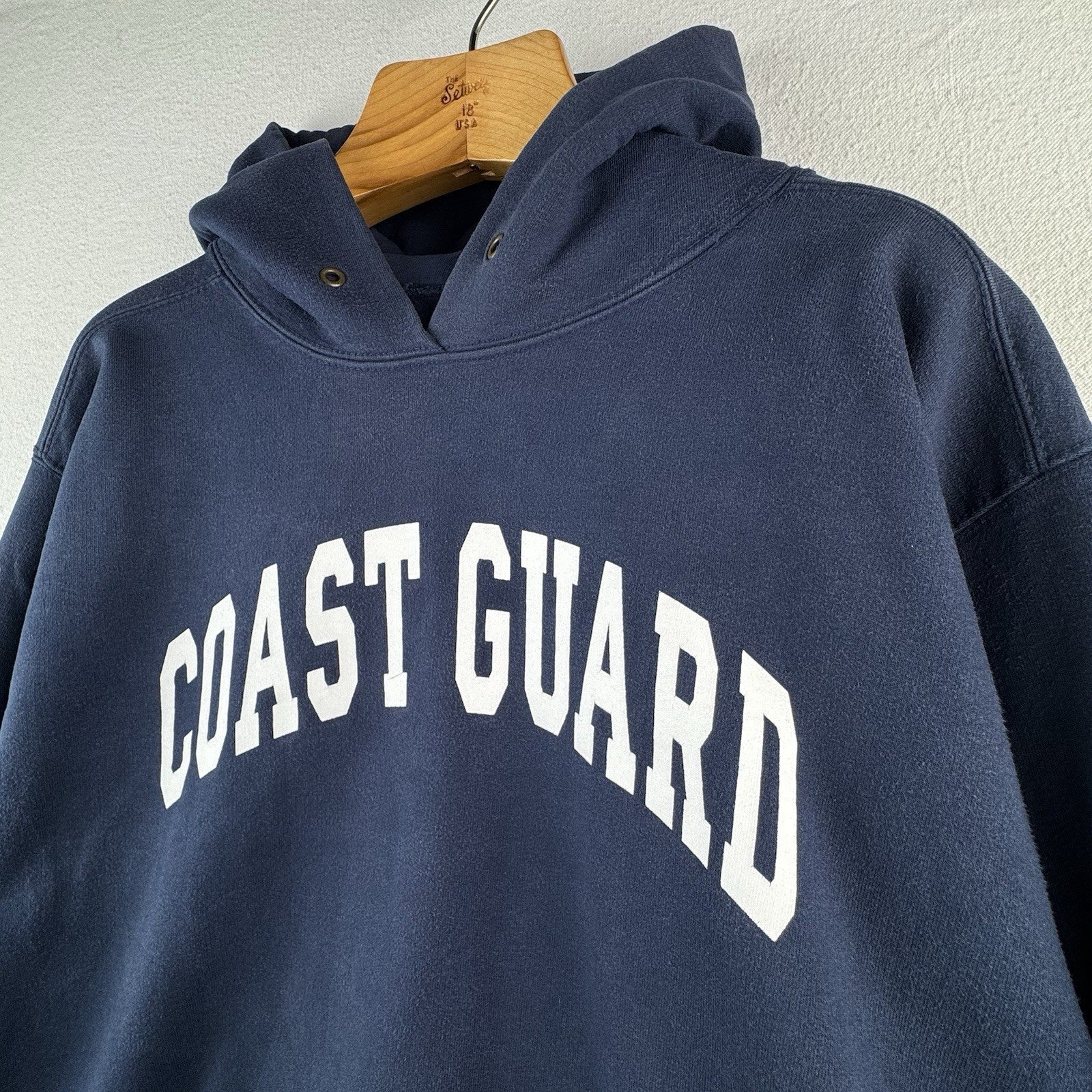 90s Vtg Coast Guard Reverse Weave Hoodie Sweatshirt Cotton Exchange Made USA - M