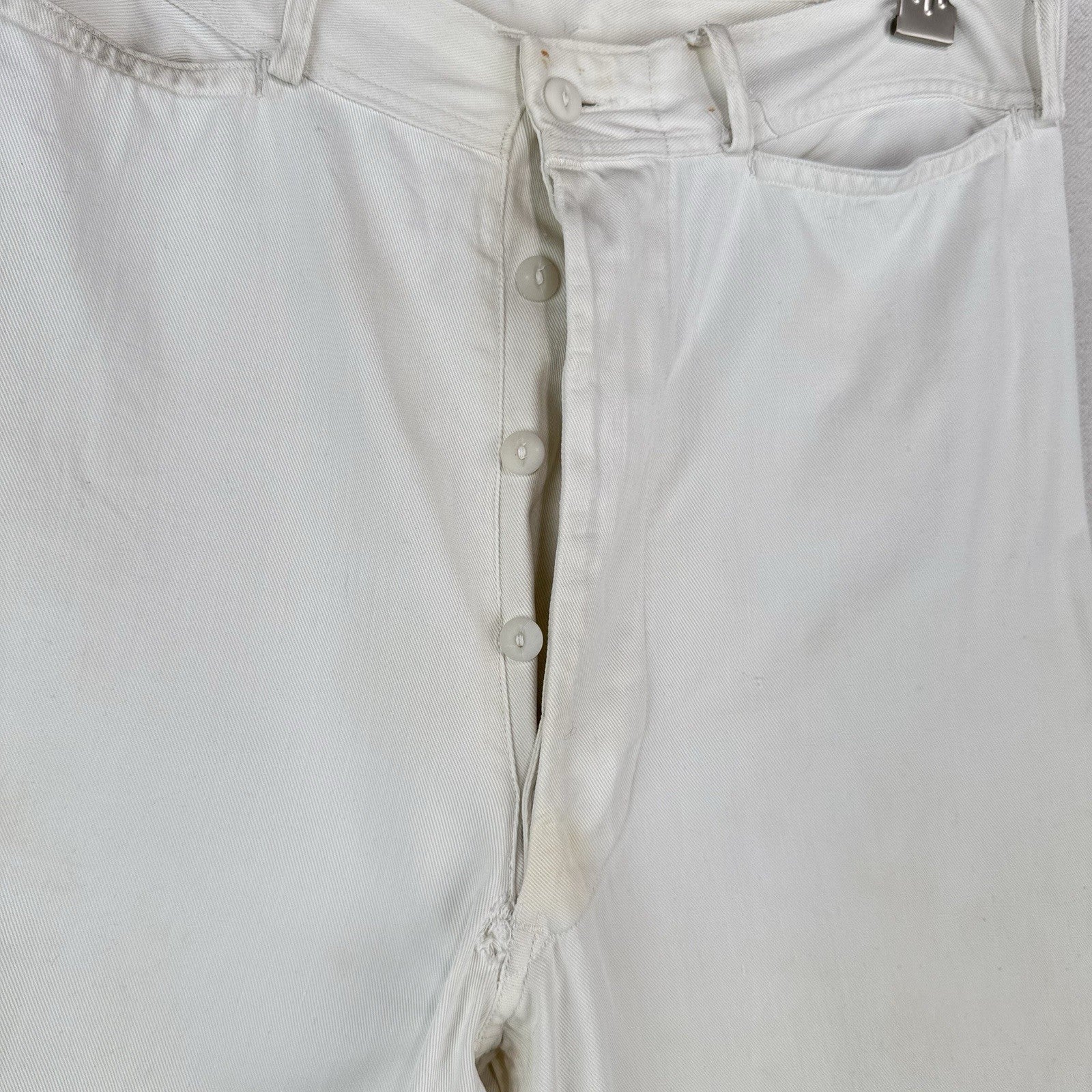 40's Vtg WWII US Navy USMC White Trousers Pants 28x28 Wide-leg 11" *Distressed