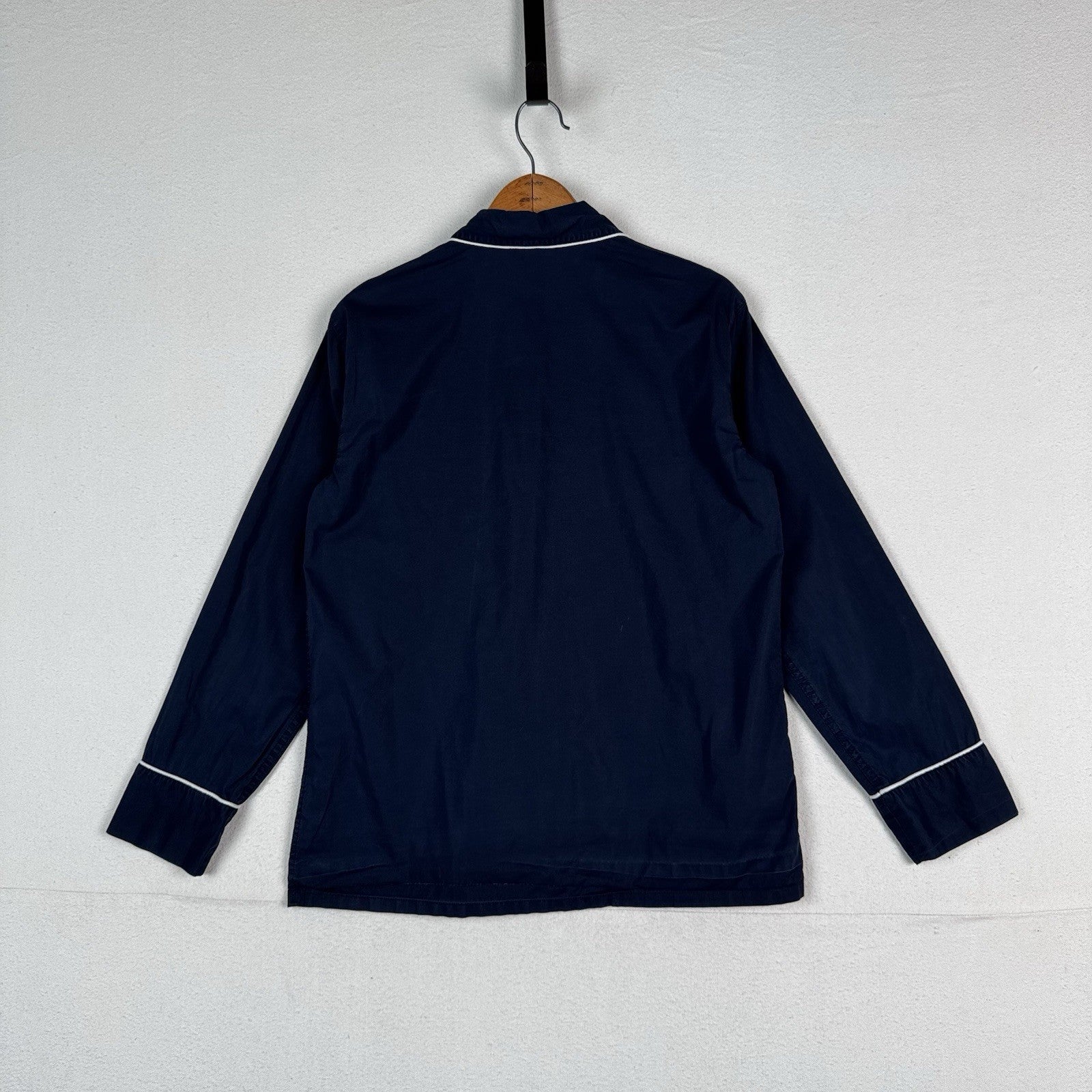 J. Crew Pajamas Loungewear Set Women's Small Navy Blue White Piping Long Sleeve