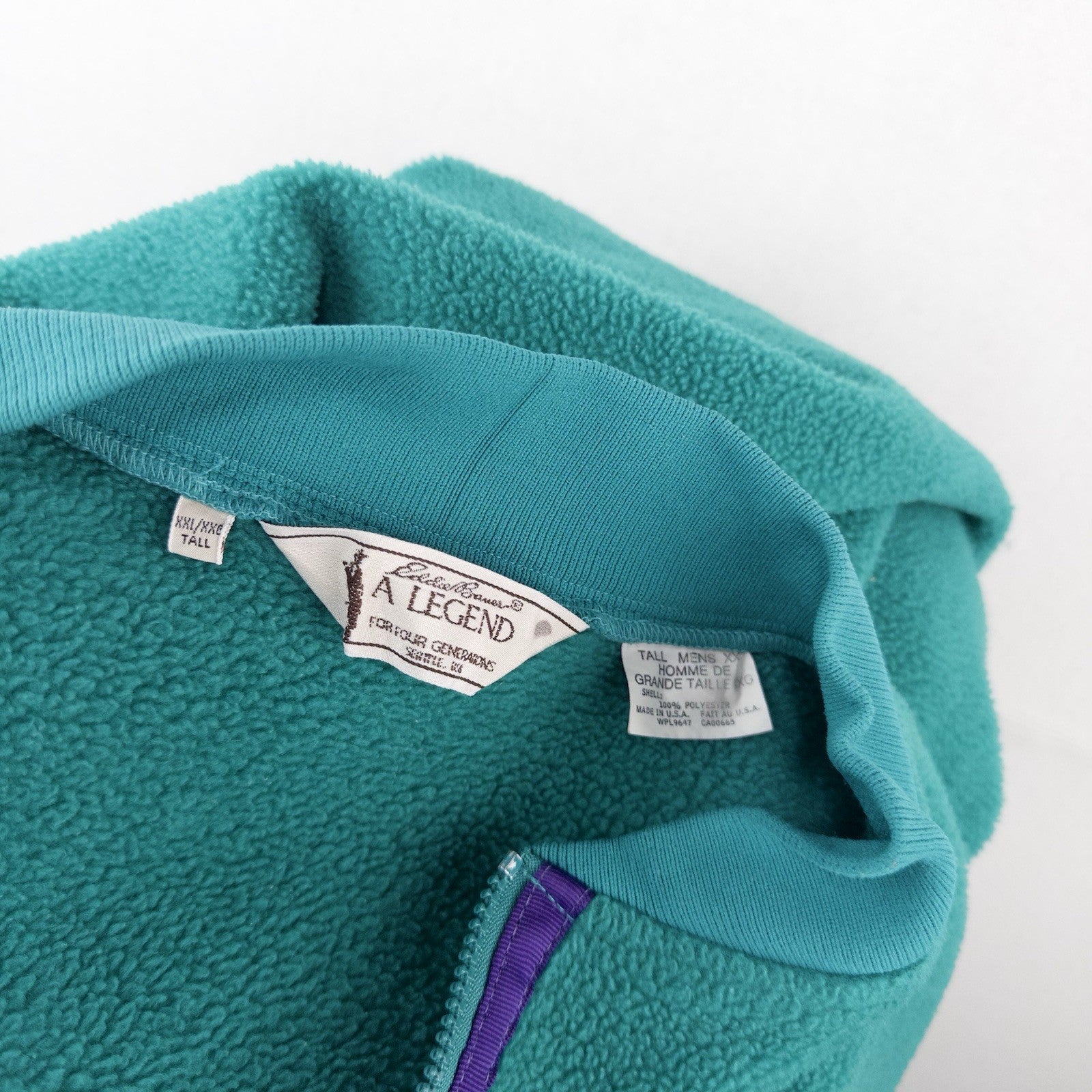 90’s Vtg Eddie Bauer Legend Teal Fleece 1/4 Zip Men’s 2XL Tall Pullover