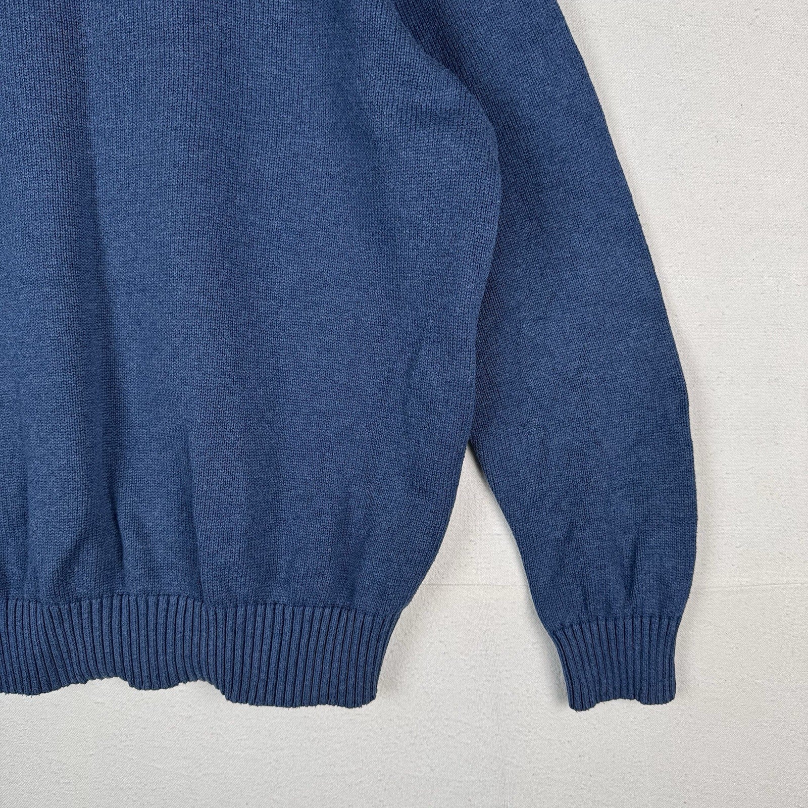 Polo Ralph Lauren 1/4 Button Neck Sweater Men’s 2XL XXL Blue Cotton Pullover