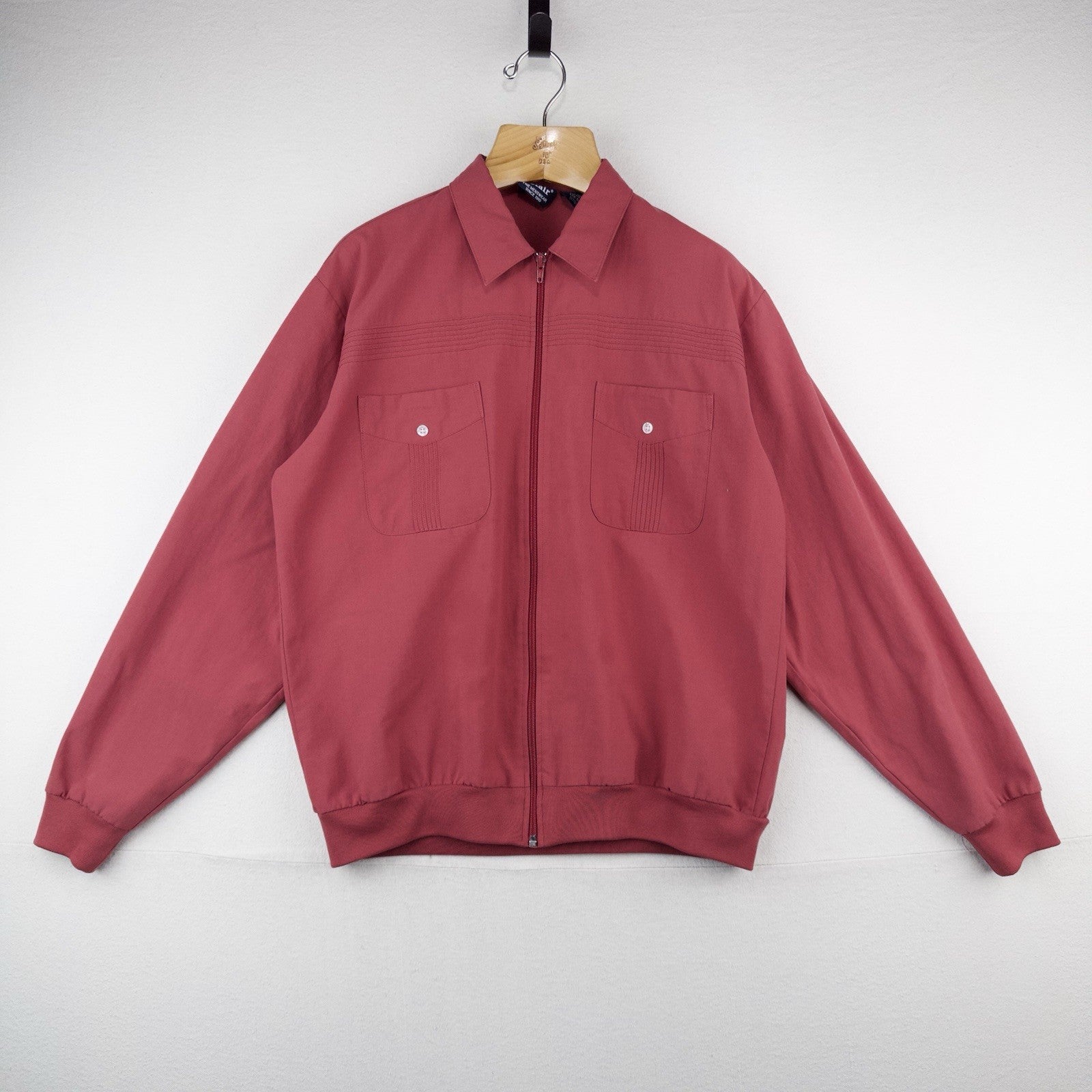 70’s Vtg John Blair Men’s Large Dusty Red Full Zip Bomber Over-shirt Jacket