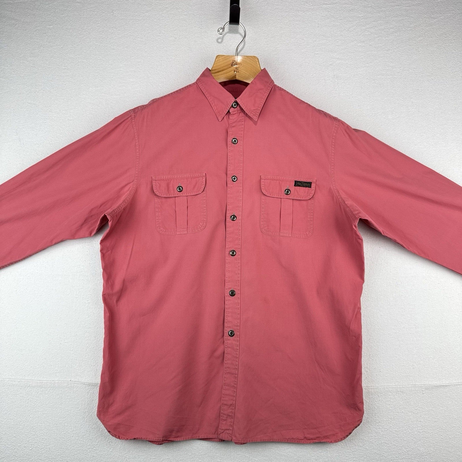 90’s Vtg Polo Ralph Lauren Men’s XL Military Safari Shirt Button Up Salmon Pink