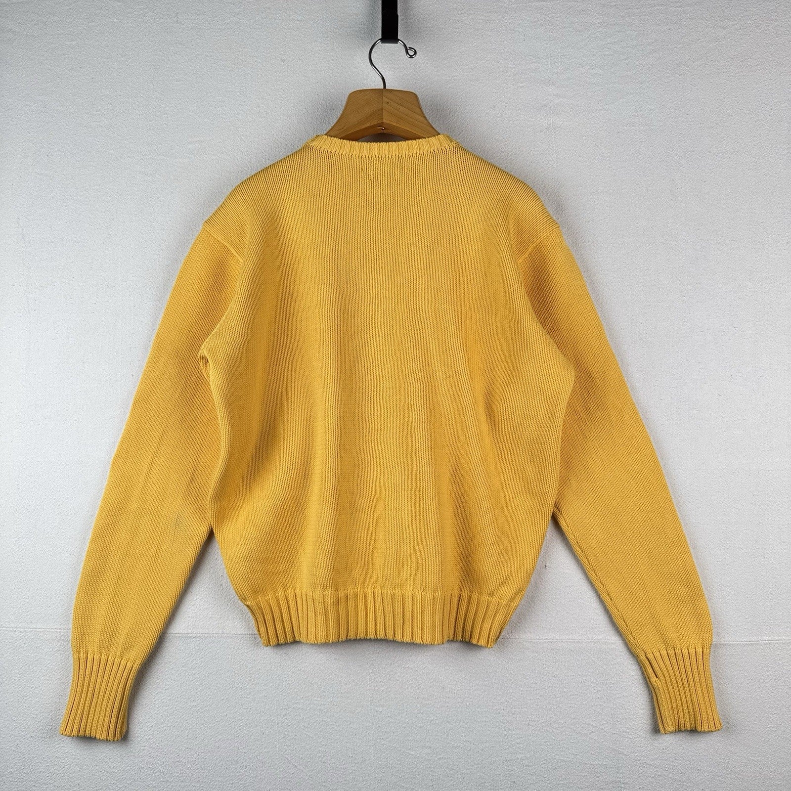 90’s Vintage Polo Ralph Lauren Sweater Men’s Large Yellow Knit Cotton *Read