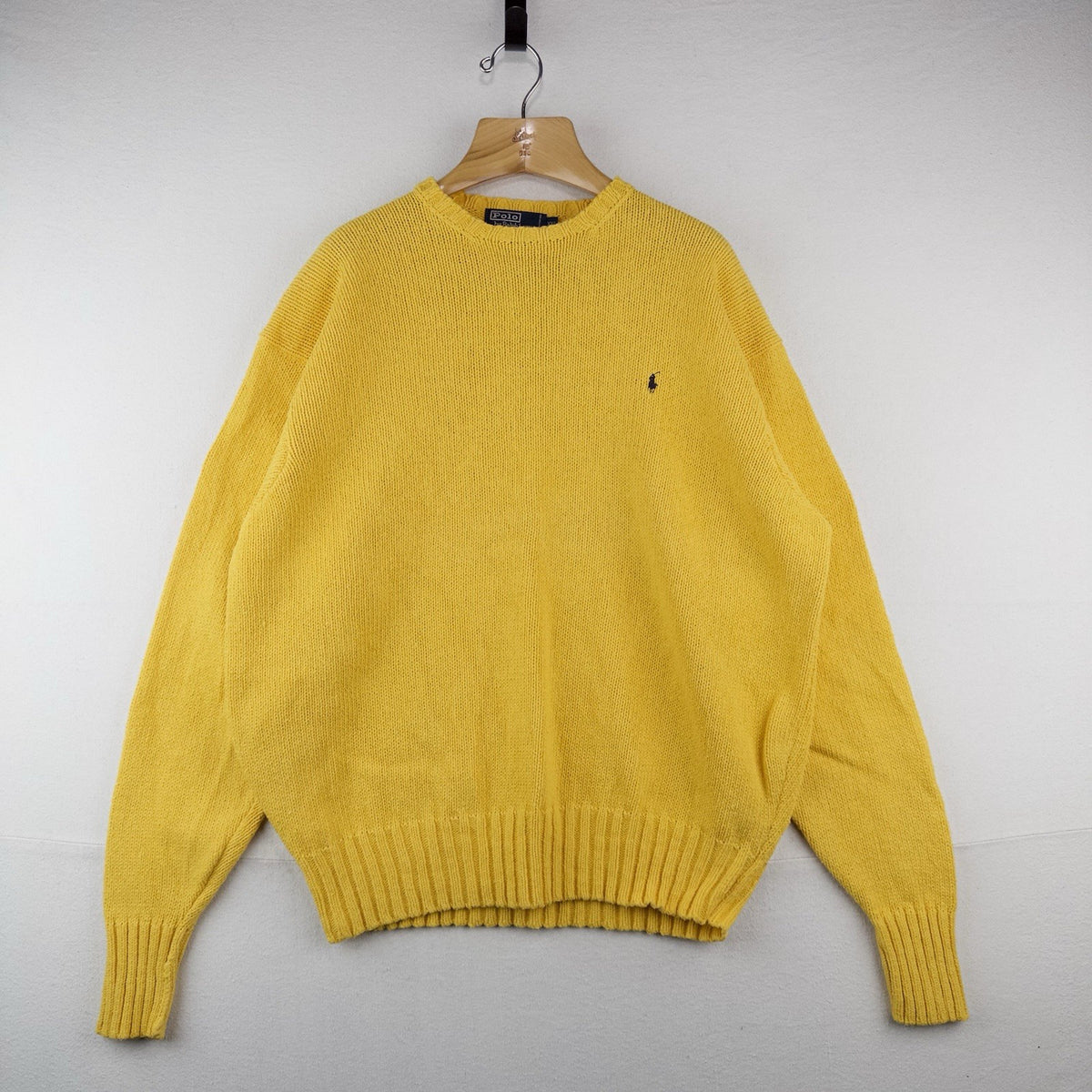90’s Vtg Polo Ralph Lauren Chunky Yellow Cotton Sweater Men’s 2XL