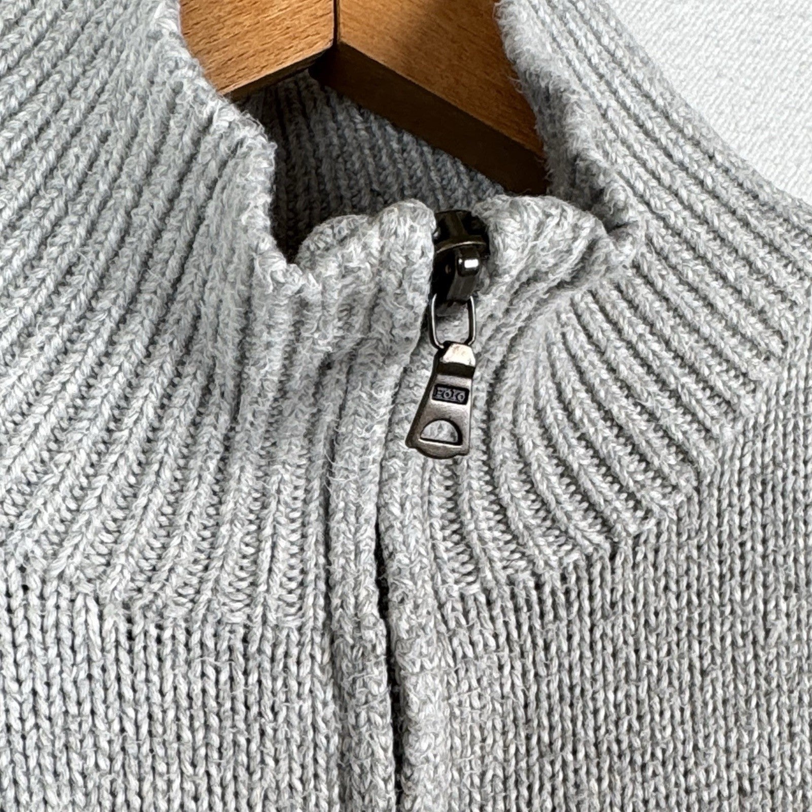 Vintage Polo Ralph Lauren Men’s 1/4 Zip Gray Cotton Knit Sweater Large