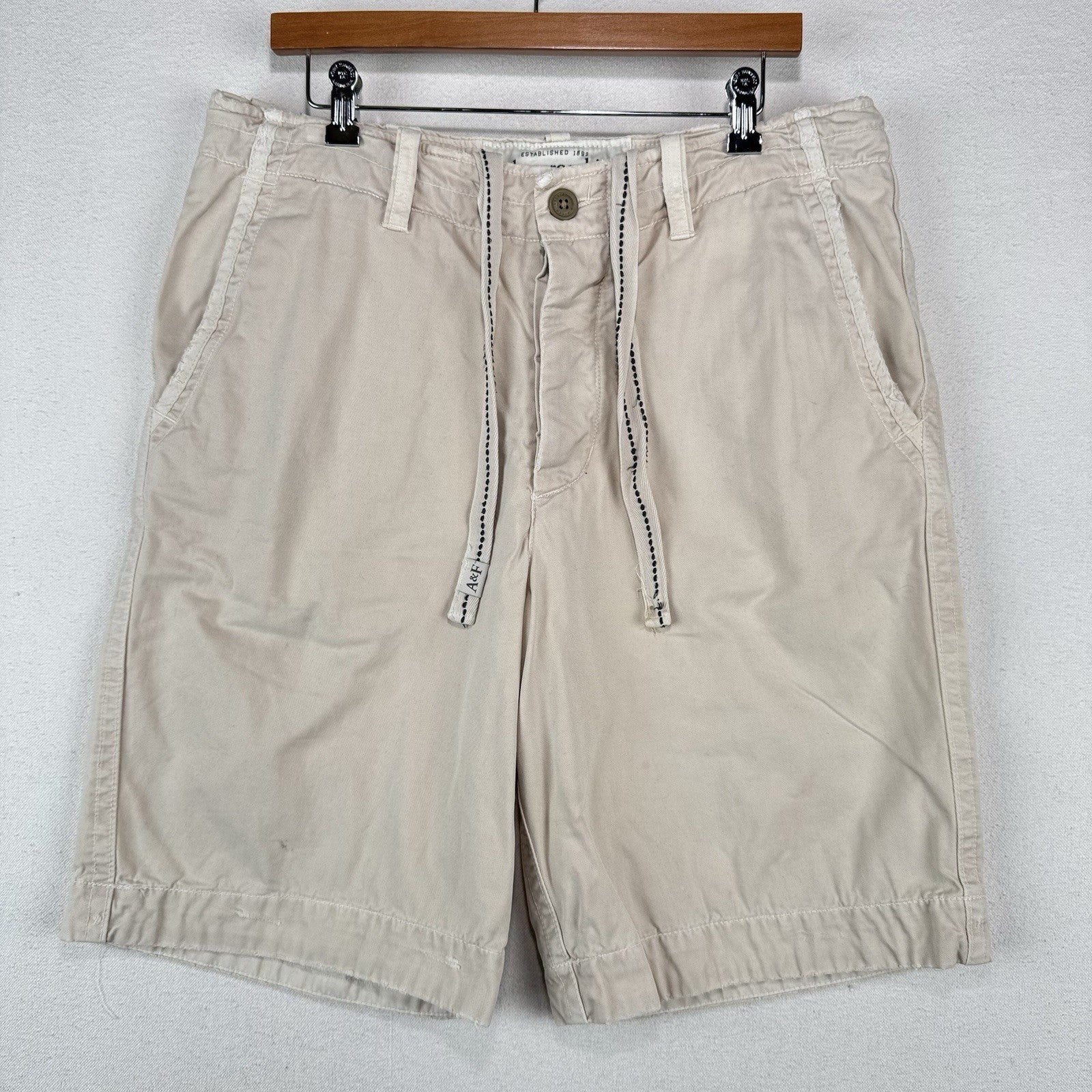 Abercrombie & Fitch A&F Men’s 34x10 Cargo Shorts Heavy Cotton Cream *Read