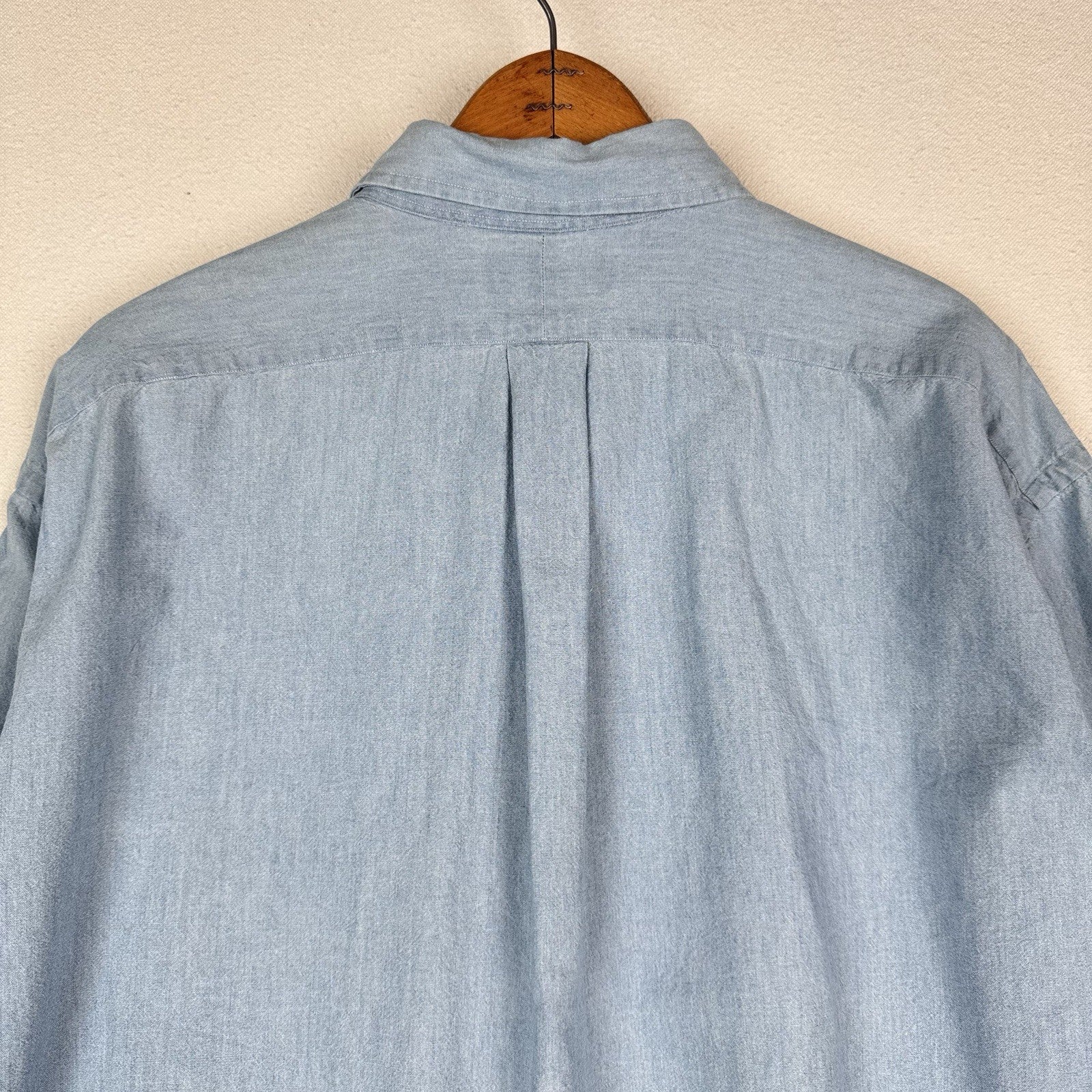 Vtg Ralph Lauren Men’s XL Blue Chambray Big Shirt Embroidered Pony Cotton