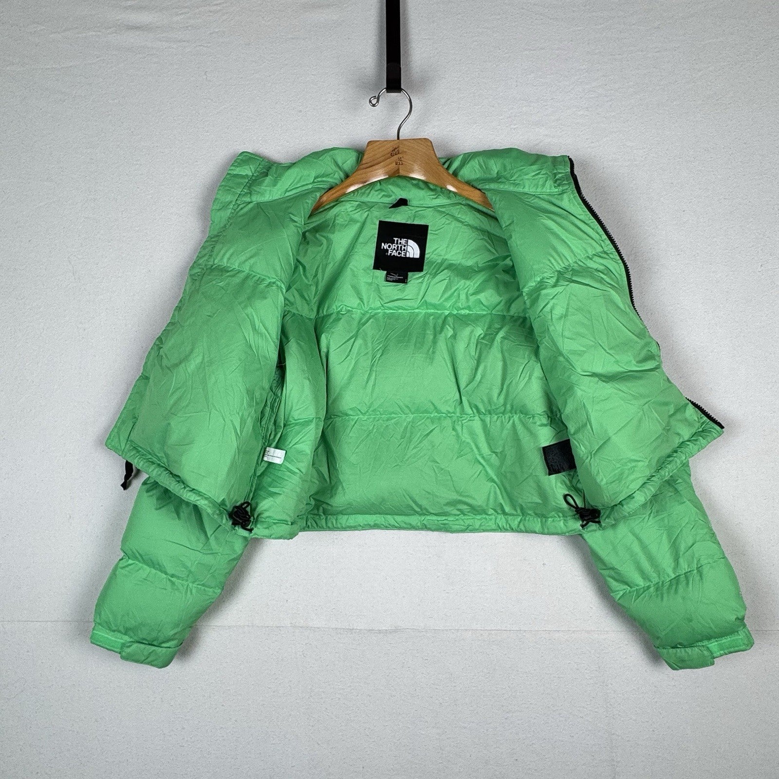 The North Face Nuptse Retro 700 Down Puffer Cropped Jacket Chlorophyll Green - L