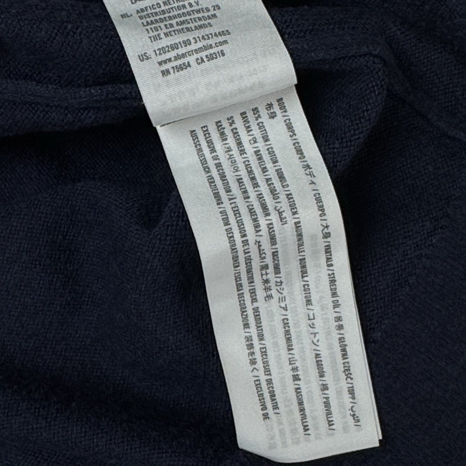 A&F Abercrombie & Fitch Women’s Navy Soft Cotton Cashmere V-Neck Sweater Small
