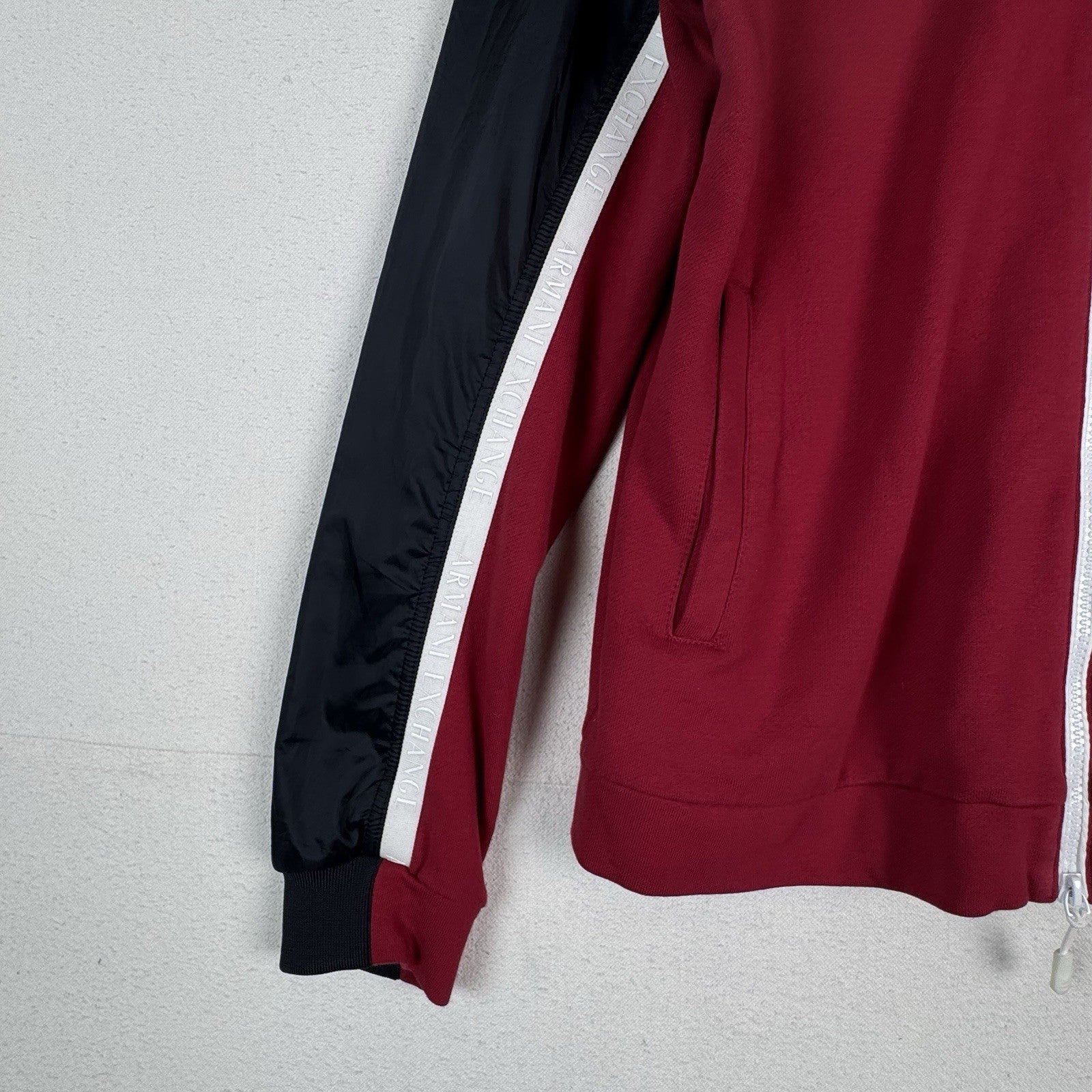 Armani Exchange Maroon Red Black White Bomber Jacket Men’s Large