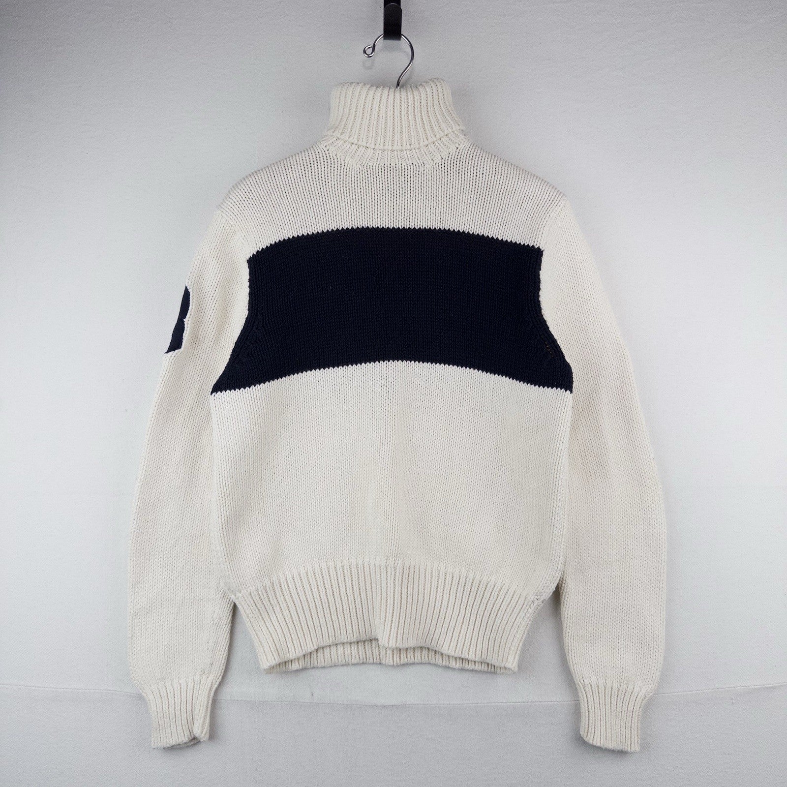 90’s Vtg Polo Ralph Lauren Turtleneck Sweater #3 Men’s M White Navy Pima Cotton