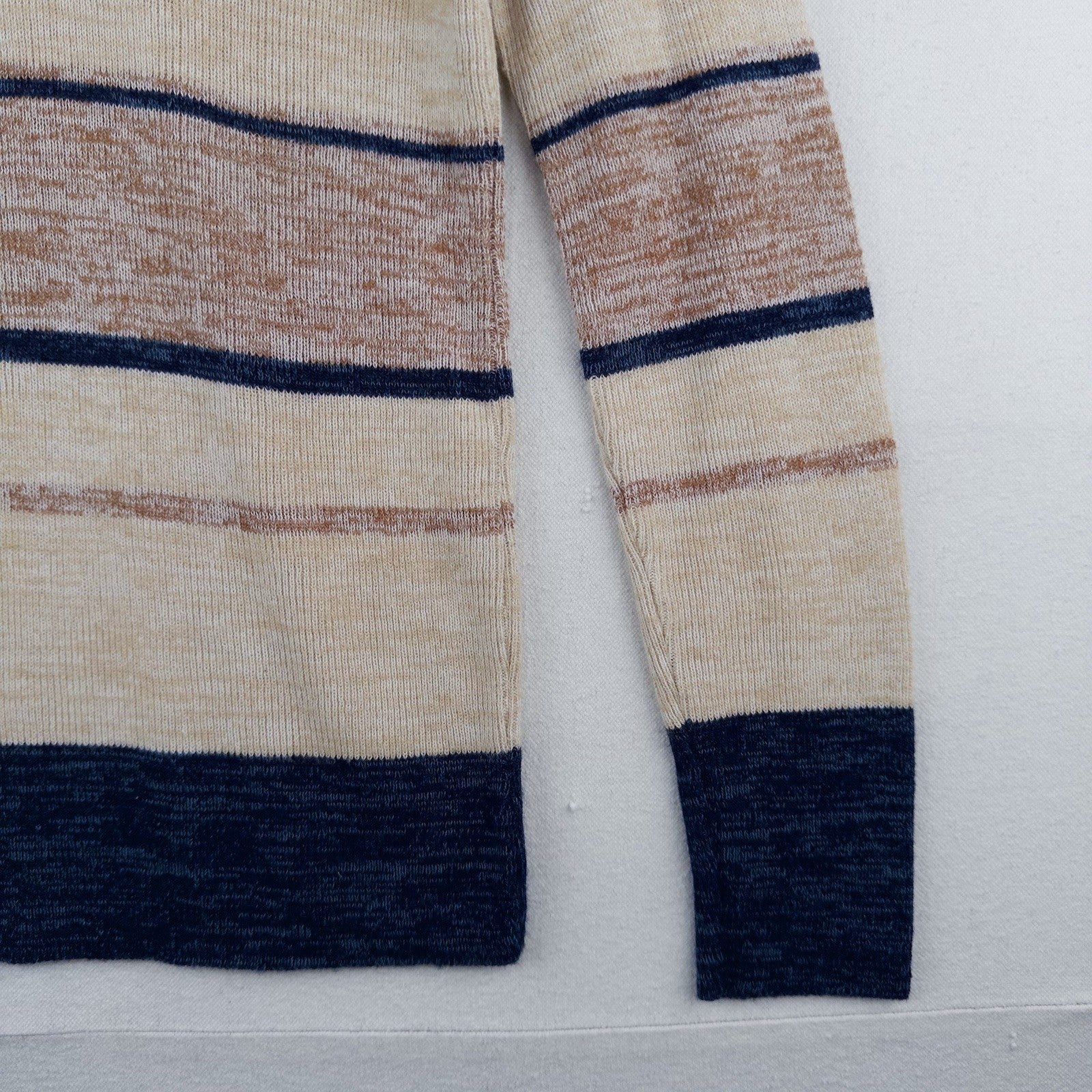 70’s Vtg Columbiaknit Johnny Collar V Neck Sweater Mens Medium Cream Blue Stripe