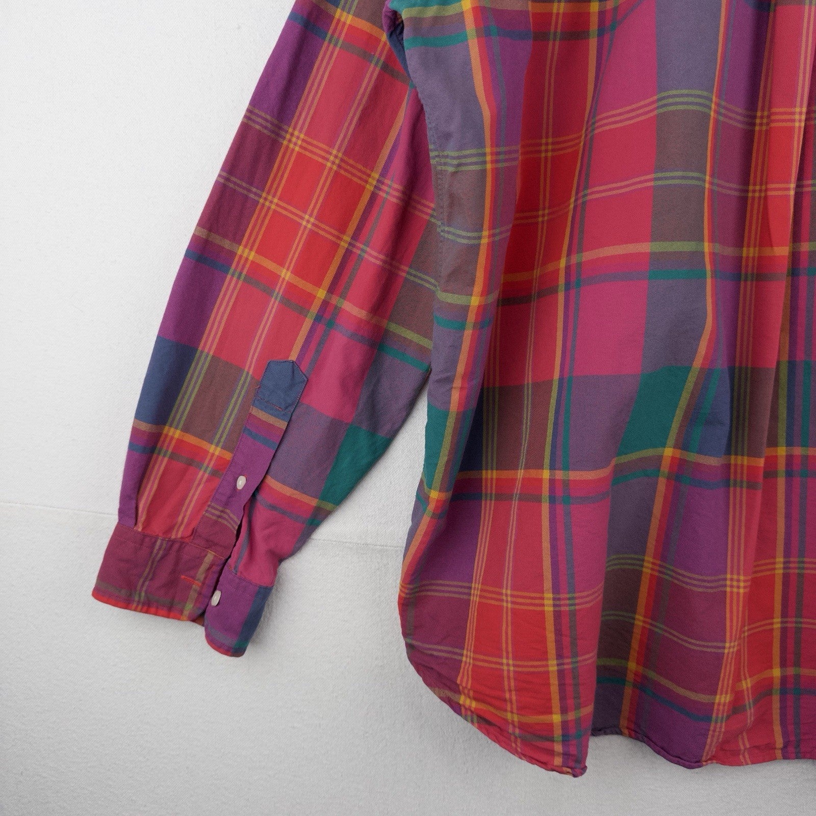 Polo Ralph Lauren Custom Fit Madras Plaid Shirt Mens 1XB Pink Blue Button Down