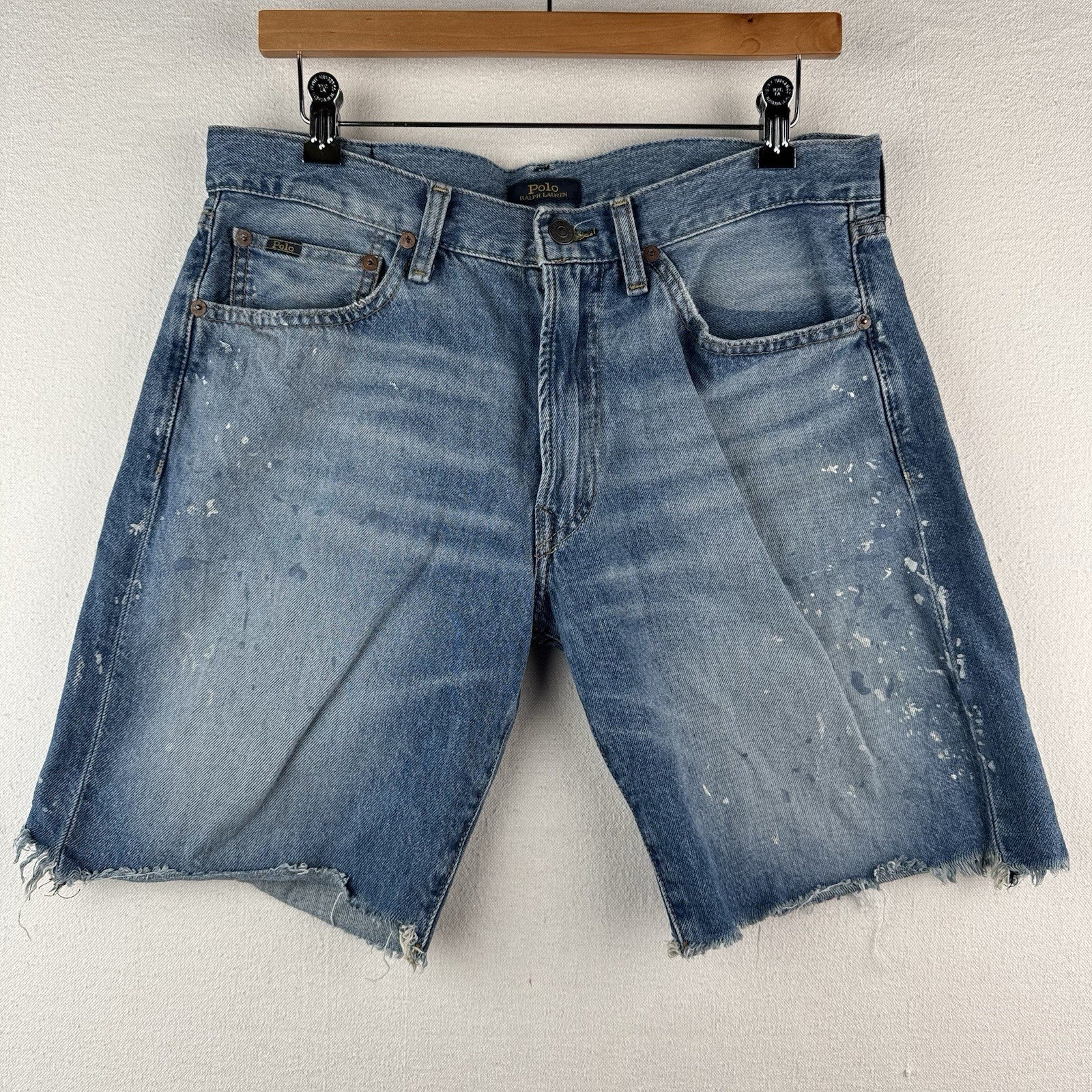 Polo Ralph Lauren Classic Fit Denim Shorts Men’s 32x8 Distressed Paint Splatter