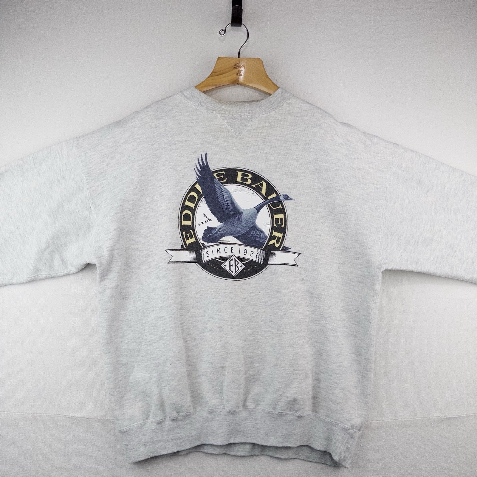 90’s Vtg Eddie Bauer Gray Sweatshirt Mens XL Goose Big Logo Outdoors Crewneck