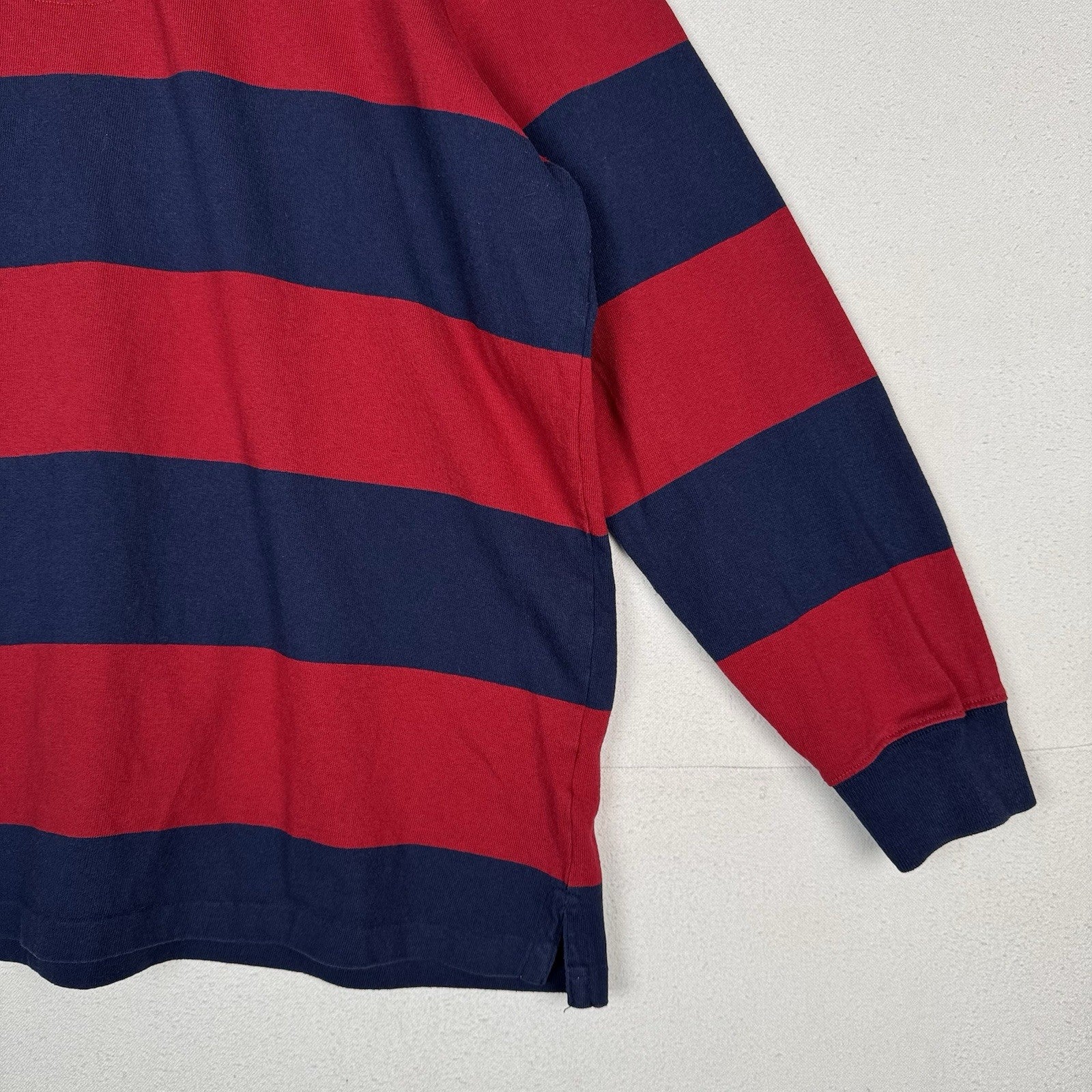 Polo Ralph Lauren Men's Navy/Dark Red Stripe Classic Fit Rugby Polo Shirt XL