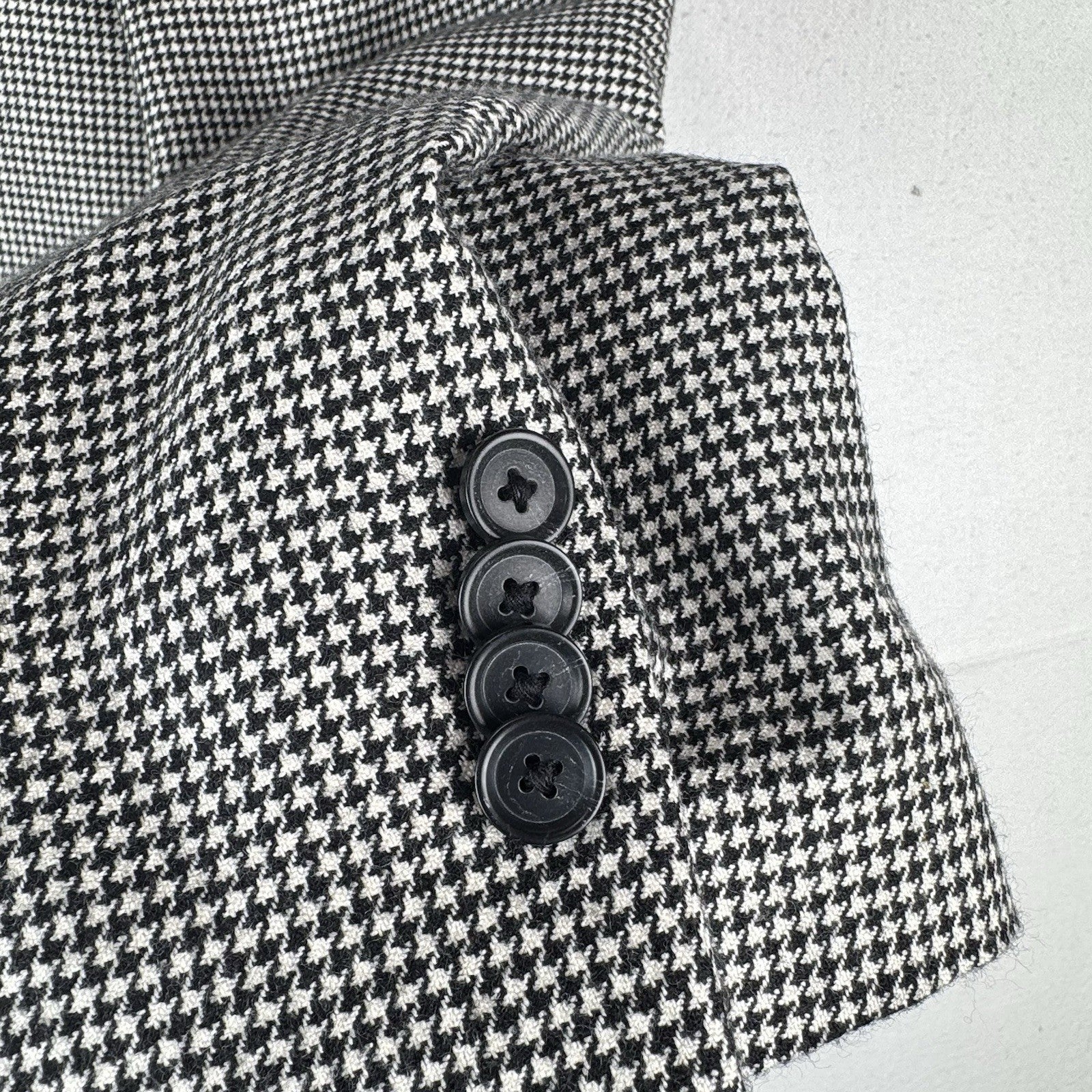 John W Nordstrom Men’s 42L Black White Houndstooth Loro Piana Cashmere