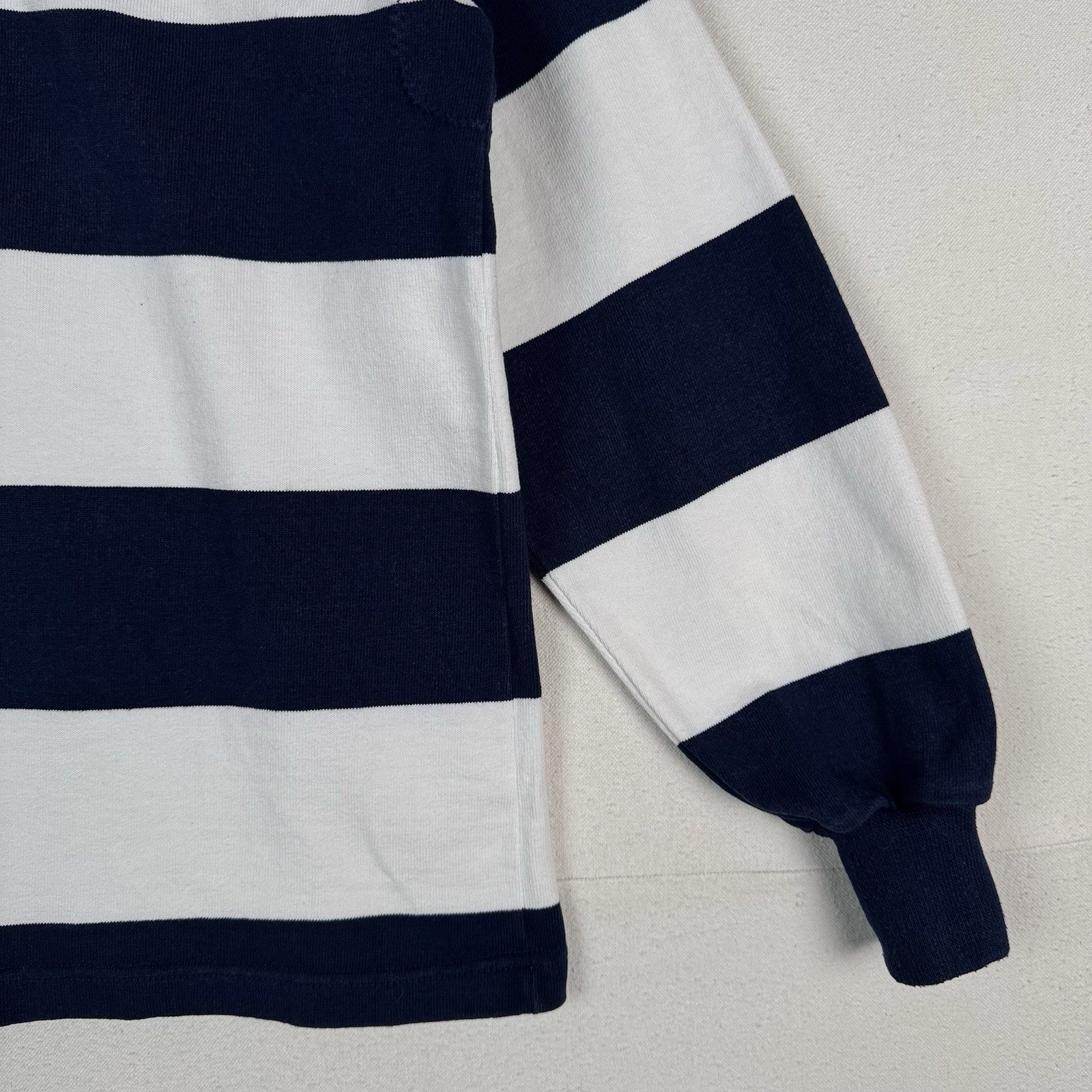 Vintage Rugby Mens L Barbarian Meet The Press Tim Russert Blue White Stripe Polo