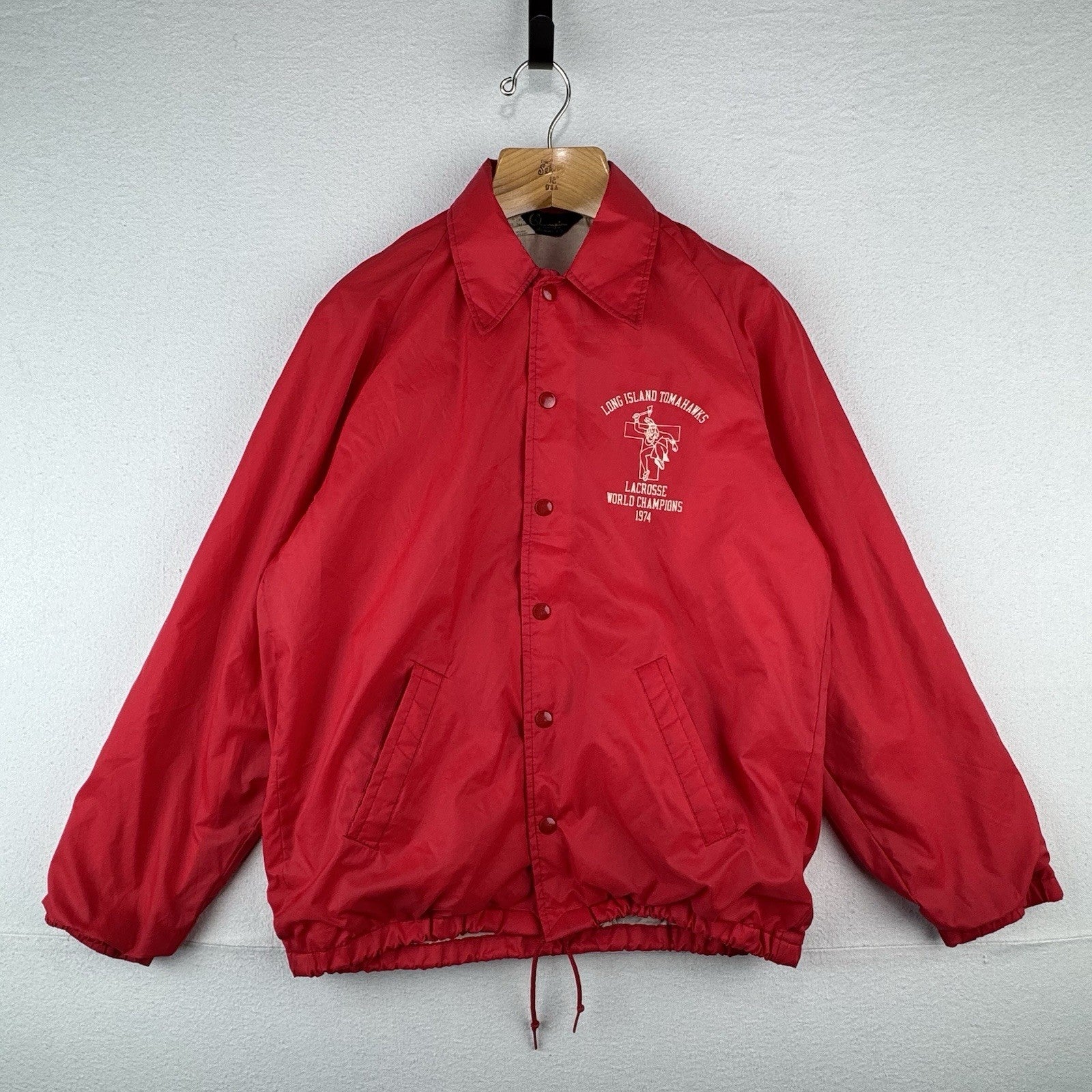 1974 Champion Running Man Long Island Tomahawk Lacrosse Champs Coach Jacket M